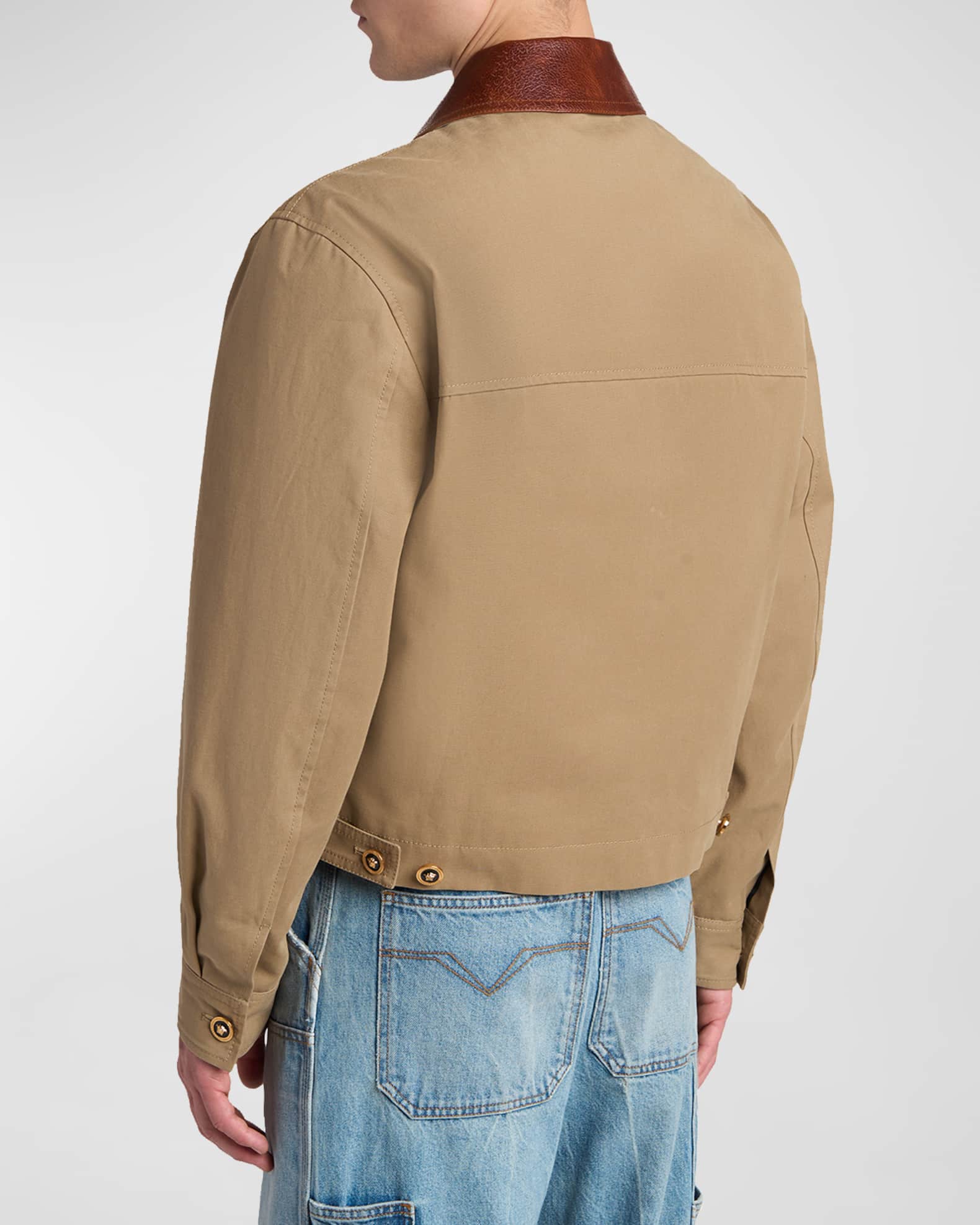 Versace Men's Leather Collar Blouson Jacket | Neiman Marcus