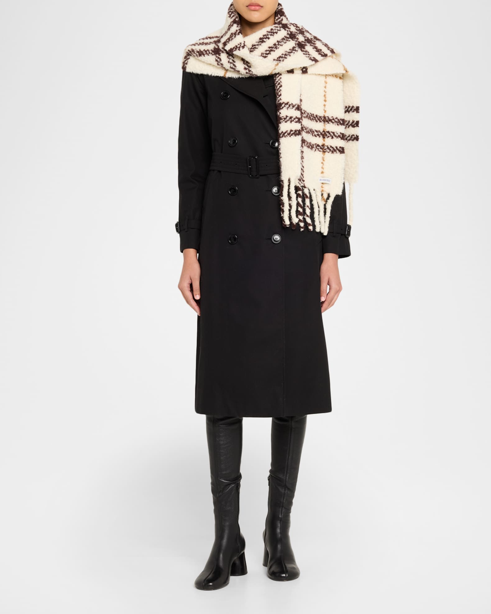Burberry Check Alpaca Wool Blend Bouclé Scarf | Neiman Marcus