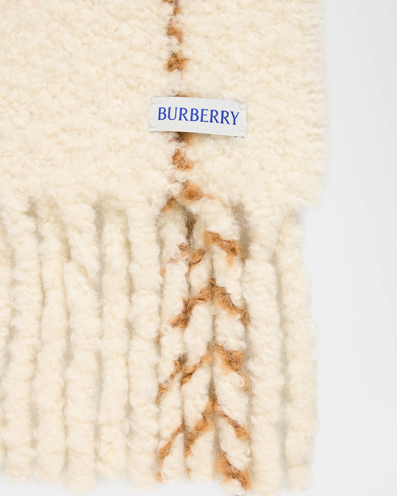 Burberry マフラー swag flexwitme archive BURBERRY Check Archive Beige Black Wool Silk Rectangular Fringe