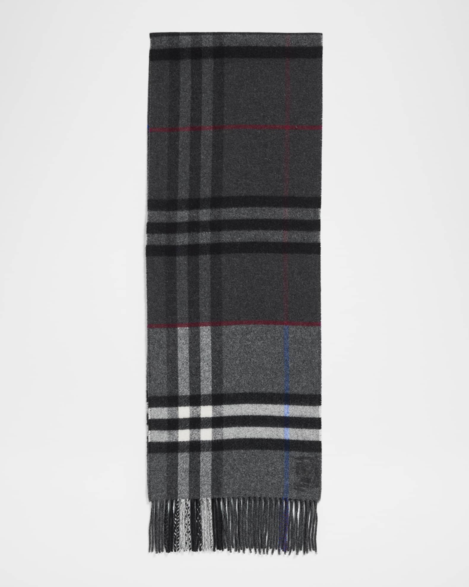 Burberry Men's Contrast Check Double-Faced Cashmere Scarf | Neiman