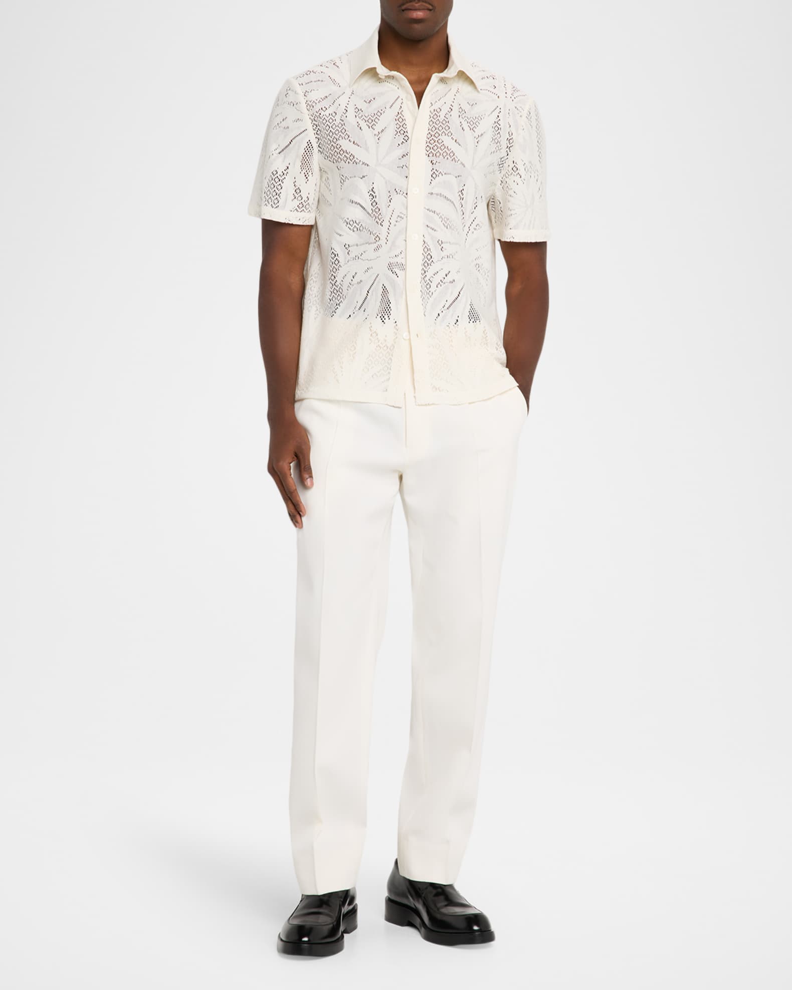 SIMKHAI Conrad Short Sleeve Shirt in White - Size M