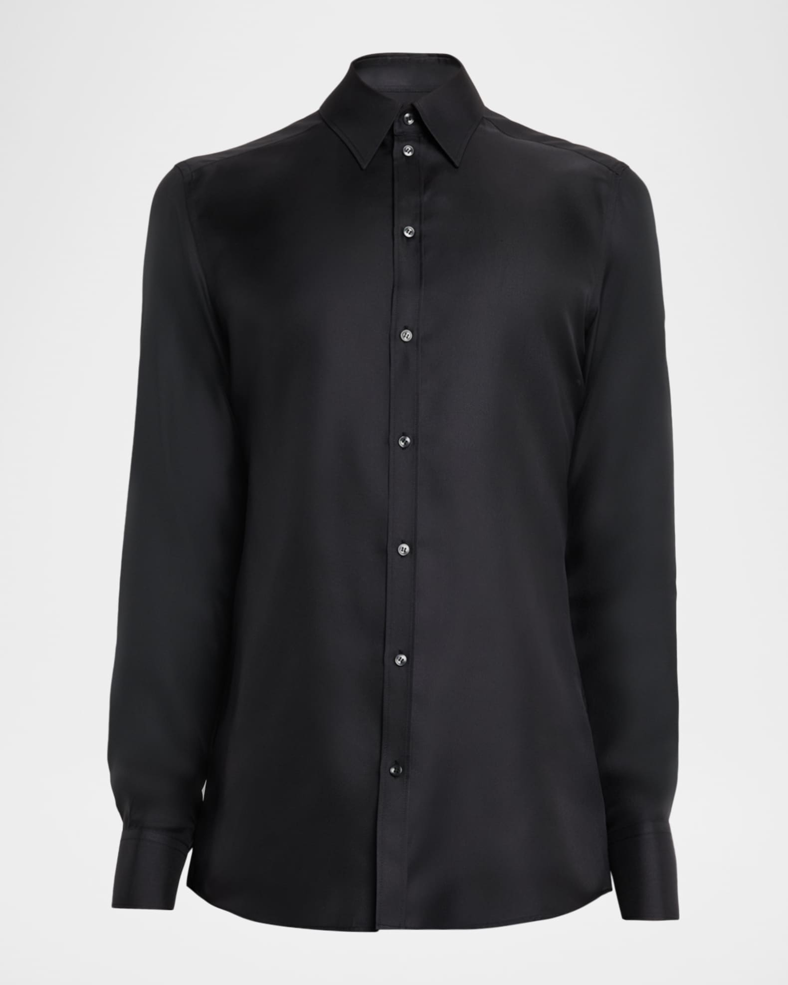 Dolce&Gabbana Men's Silk Twill Button-Front Shirt - Nero - Size 16.5