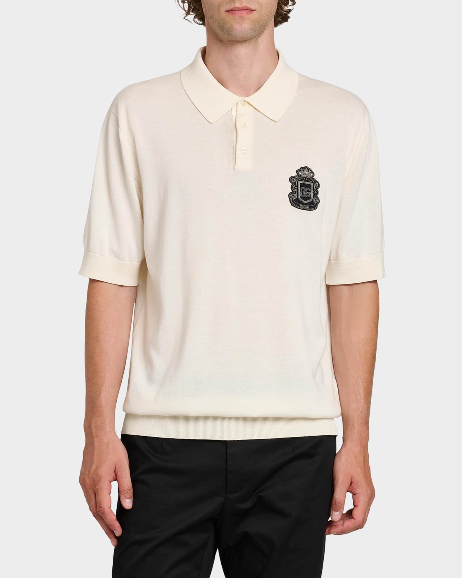 Dolce&Gabbana Men's Cotton Heraldic Crest Polo Shirt | Neiman Marcus