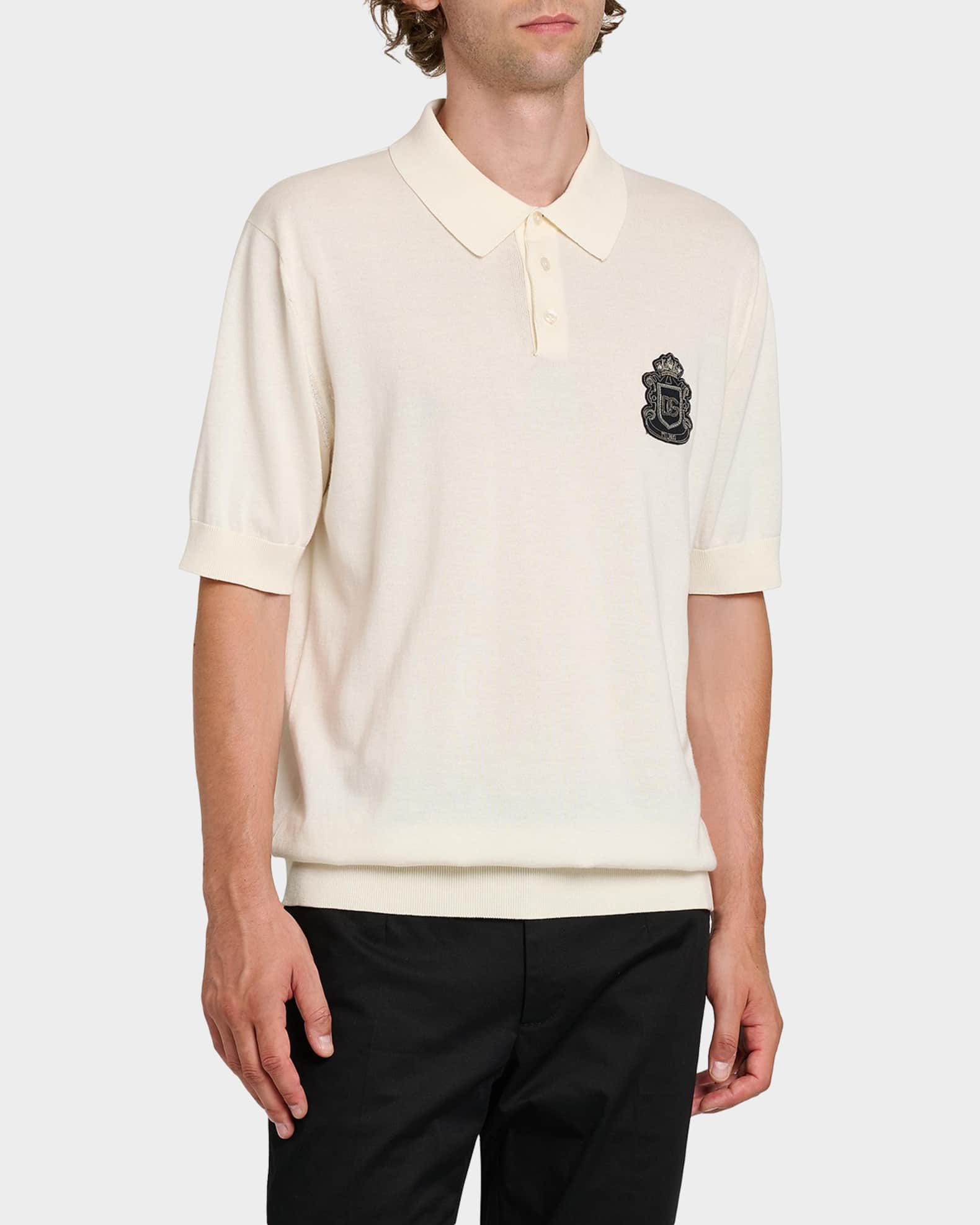 Dolce&Gabbana Men's Cotton Heraldic Crest Polo Shirt | Neiman Marcus