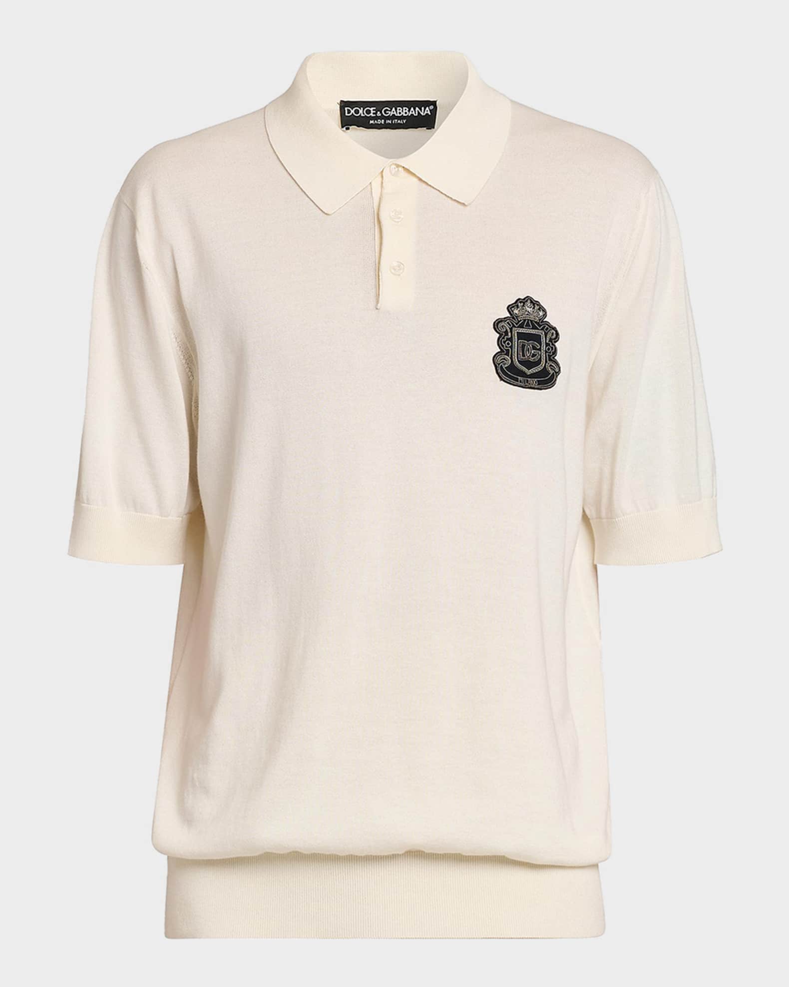 Dolce&Gabbana Men's Cotton Heraldic Crest Polo Shirt | Neiman Marcus