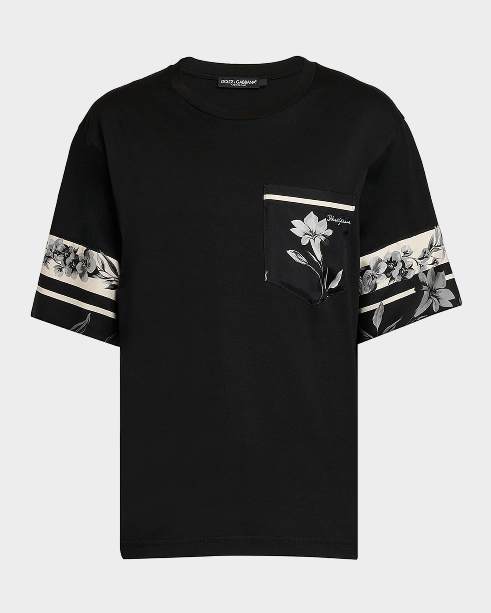 Dolce&Gabbana Men's Cotton and Silk Digital-Print Pocket T-Shirt