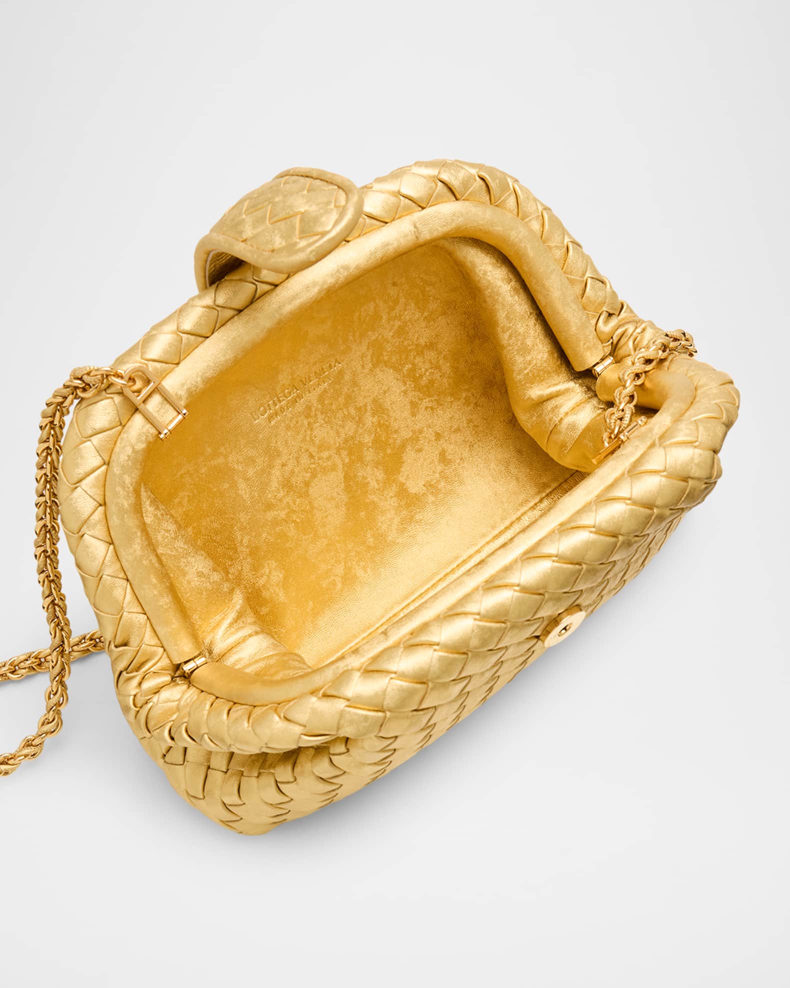 Bottega Veneta Lauren 1980 Small Laminated Leather Clutch Bag