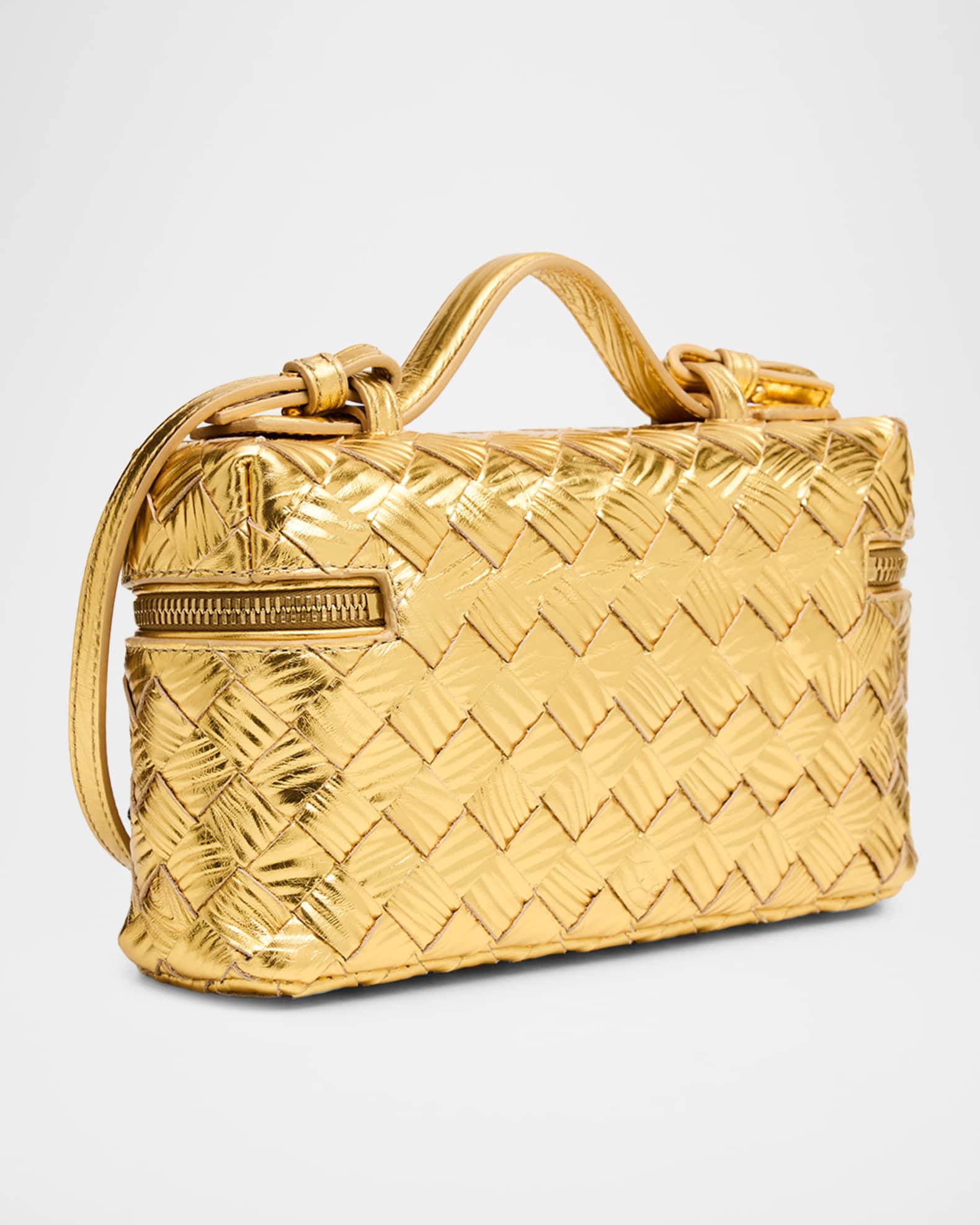 BOTTEGA VENETA ハンドバック　ゴールド　レア Bottega Veneta Bang Bang Embossed Laminated Leather Crossbody Bag