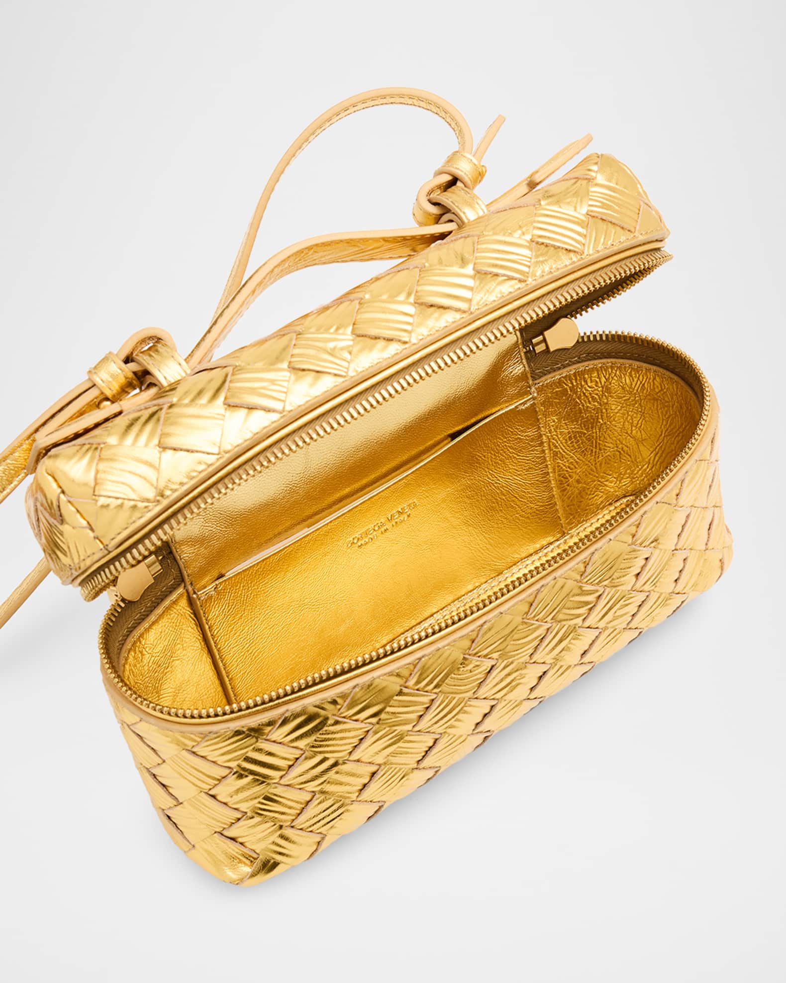 Bottega Veneta Bang Bang Embossed Laminated Leather Crossbody Bag