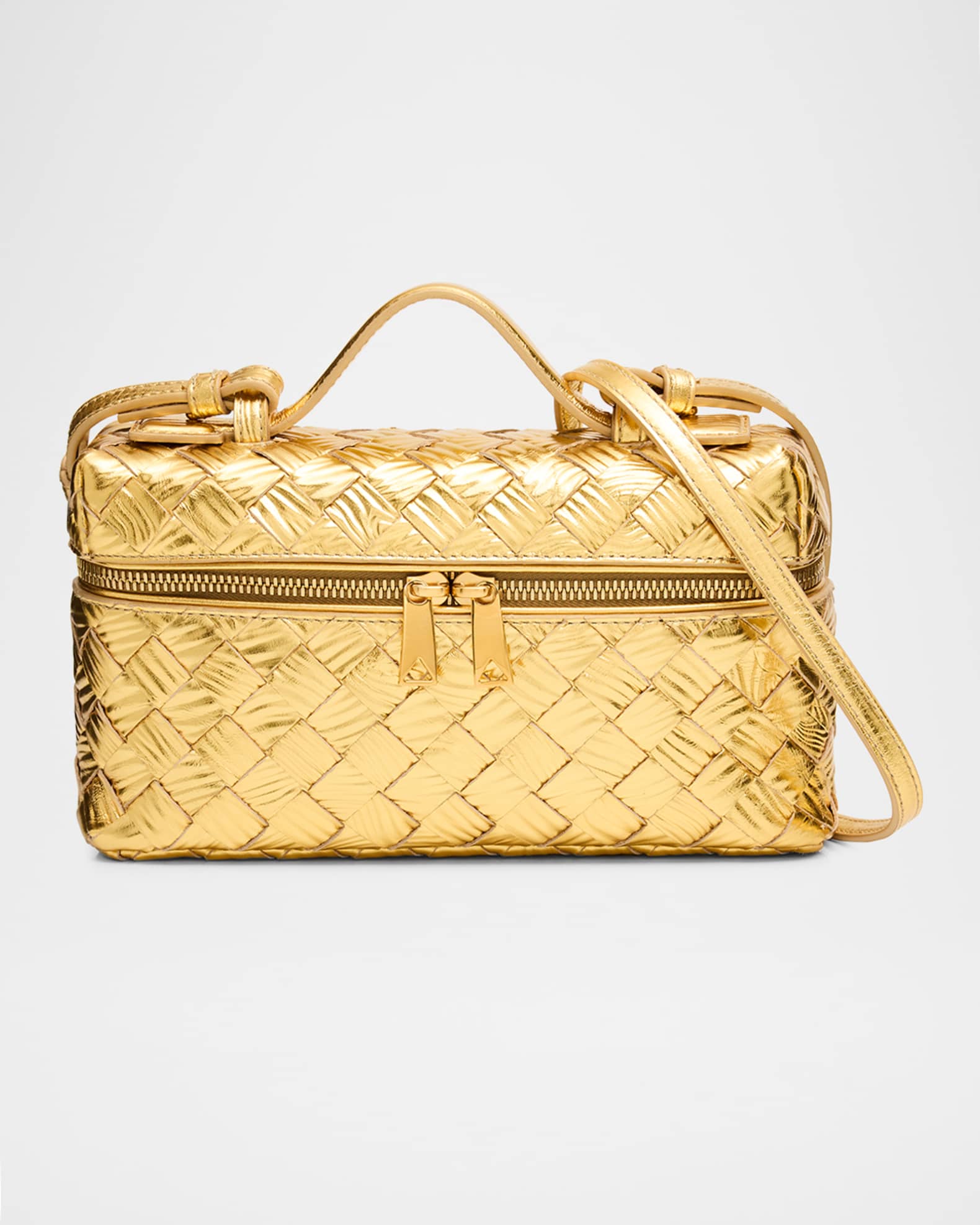 Bottega Veneta Bang Bang Embossed Laminated Leather Crossbody Bag