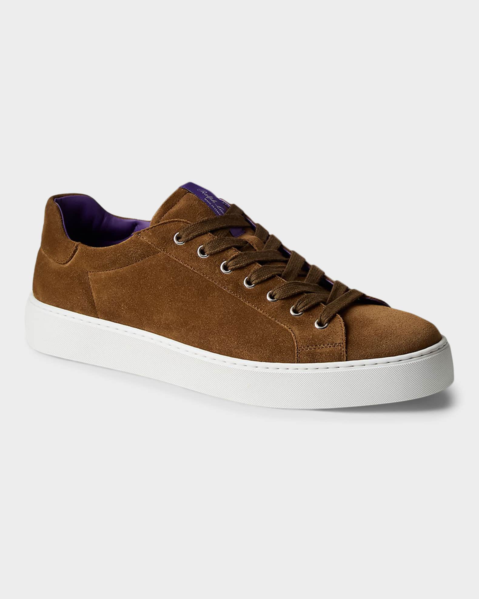 Ralph Lauren Purple Label Severn Calf-Suede Sneaker | Neiman Marcus