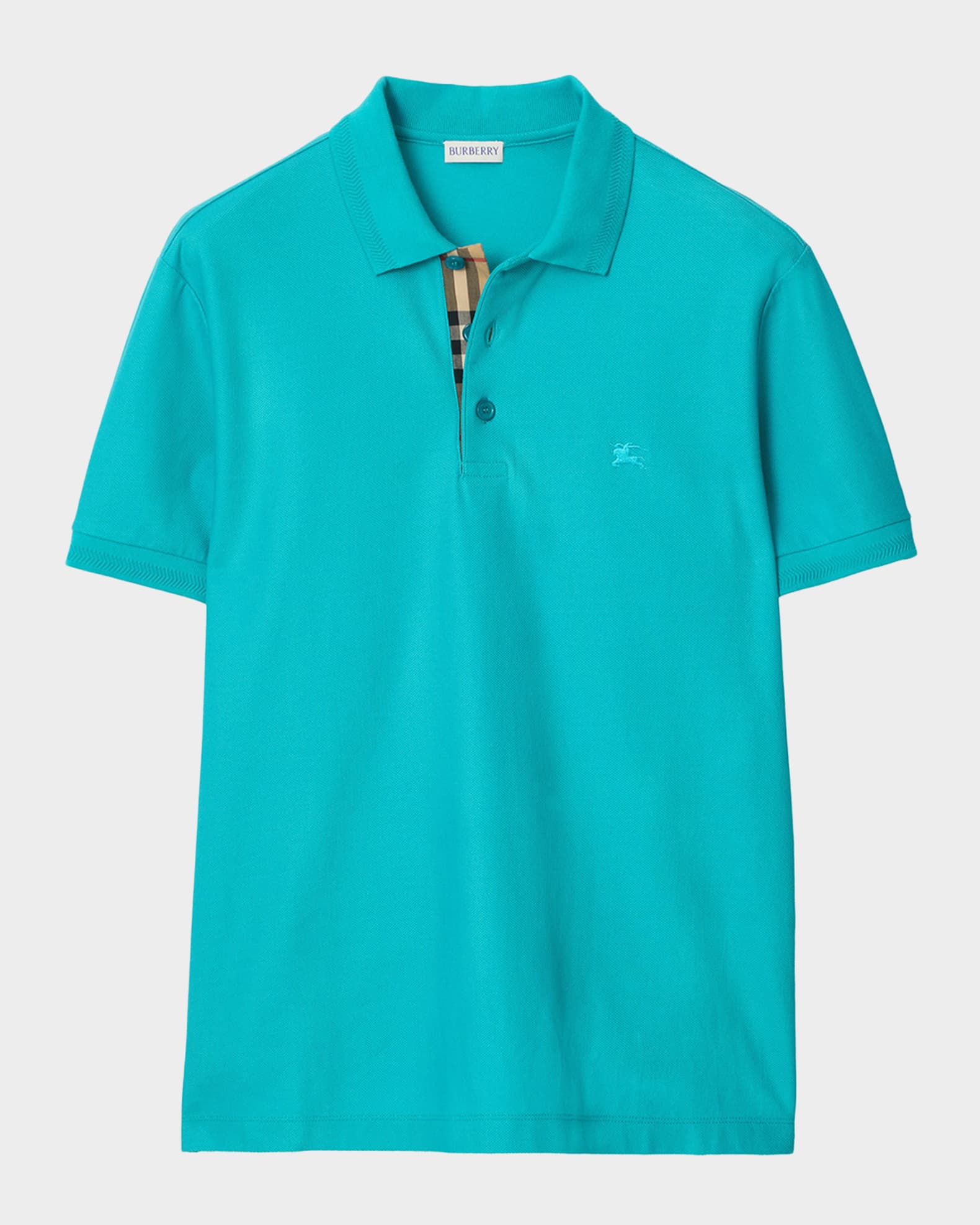 Burberry Men's Check-Placket Slim Fit Cotton Polo Shirt | Neiman