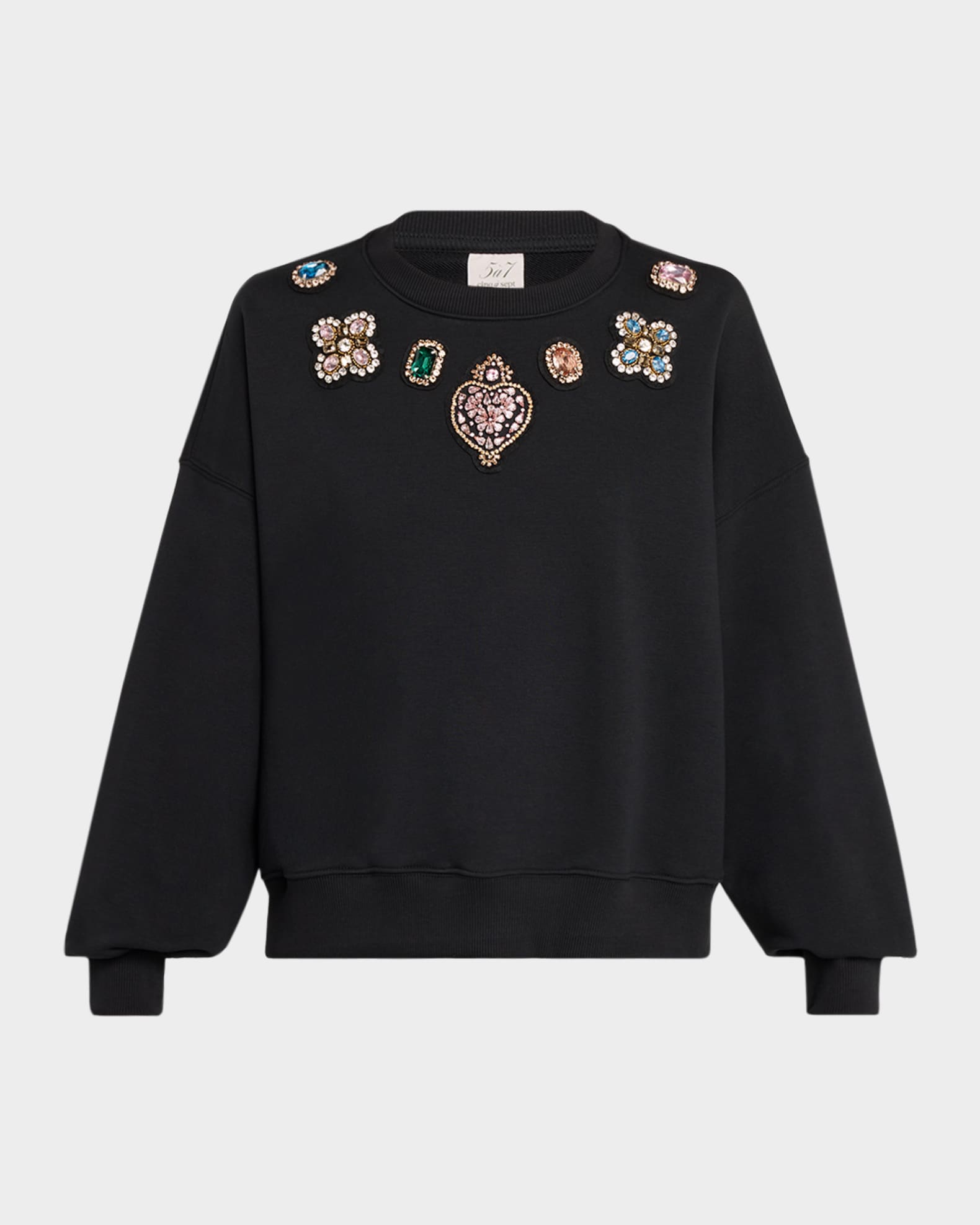 Cinq a Sept Baroque Patches Sweatshirt | Neiman Marcus