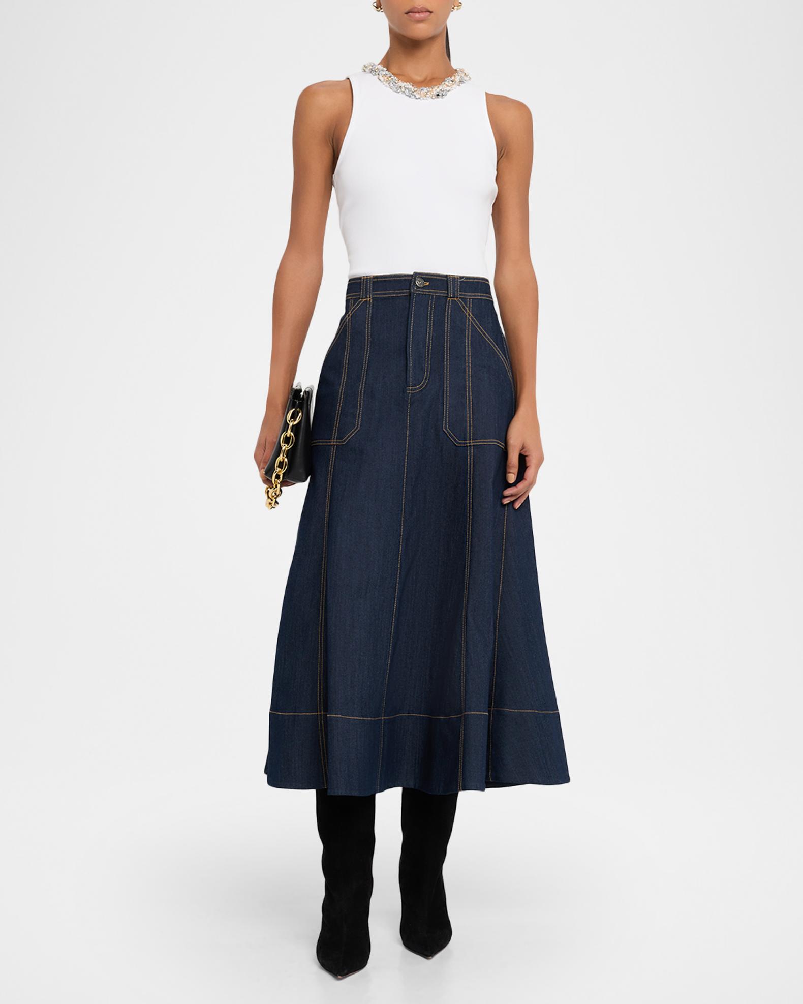 Cinq a Sept Benji Denim Maxi Skirt | Neiman Marcus