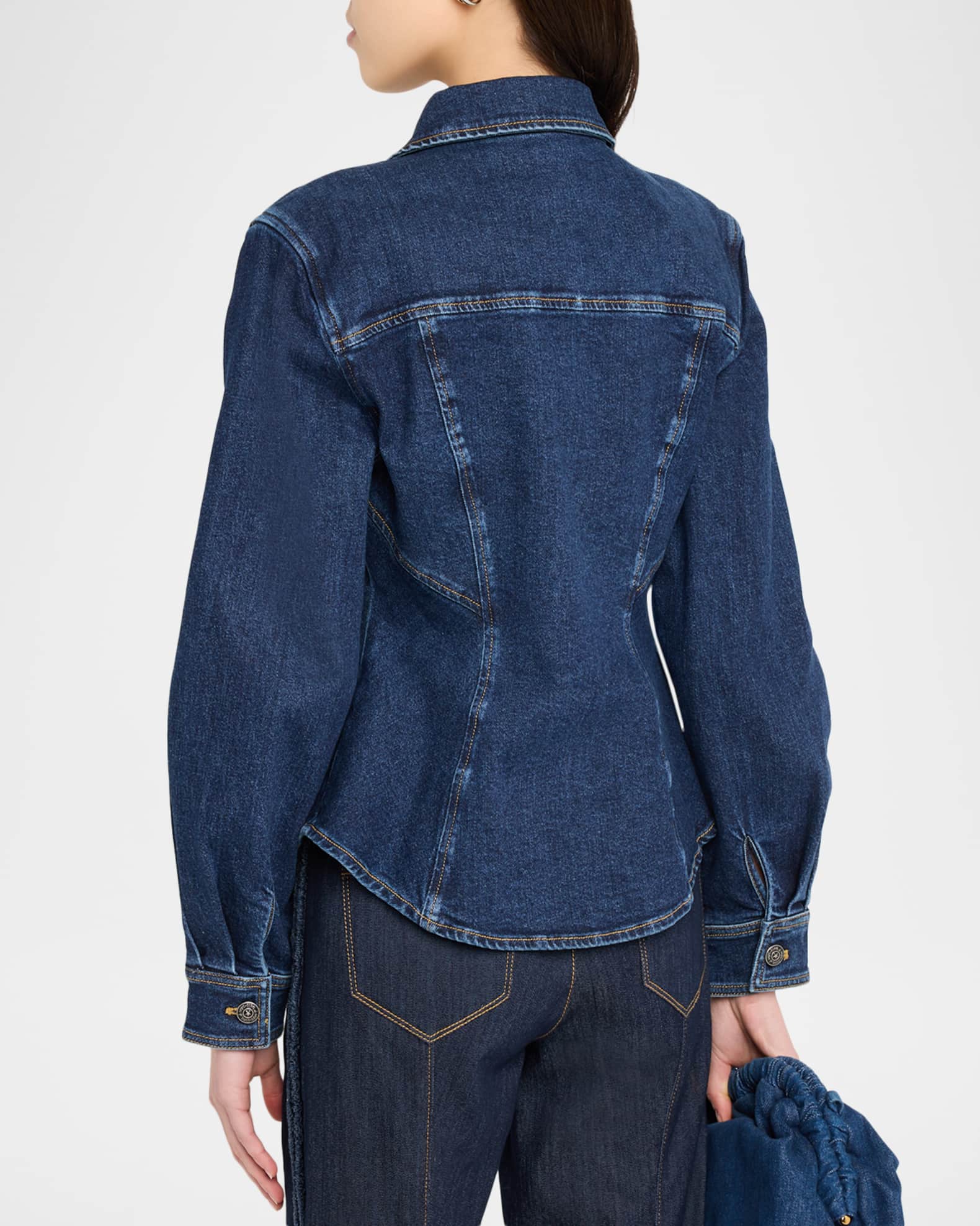 Cinq a Sept Crystal Ivy Embellished Denim Shirt | Neiman Marcus