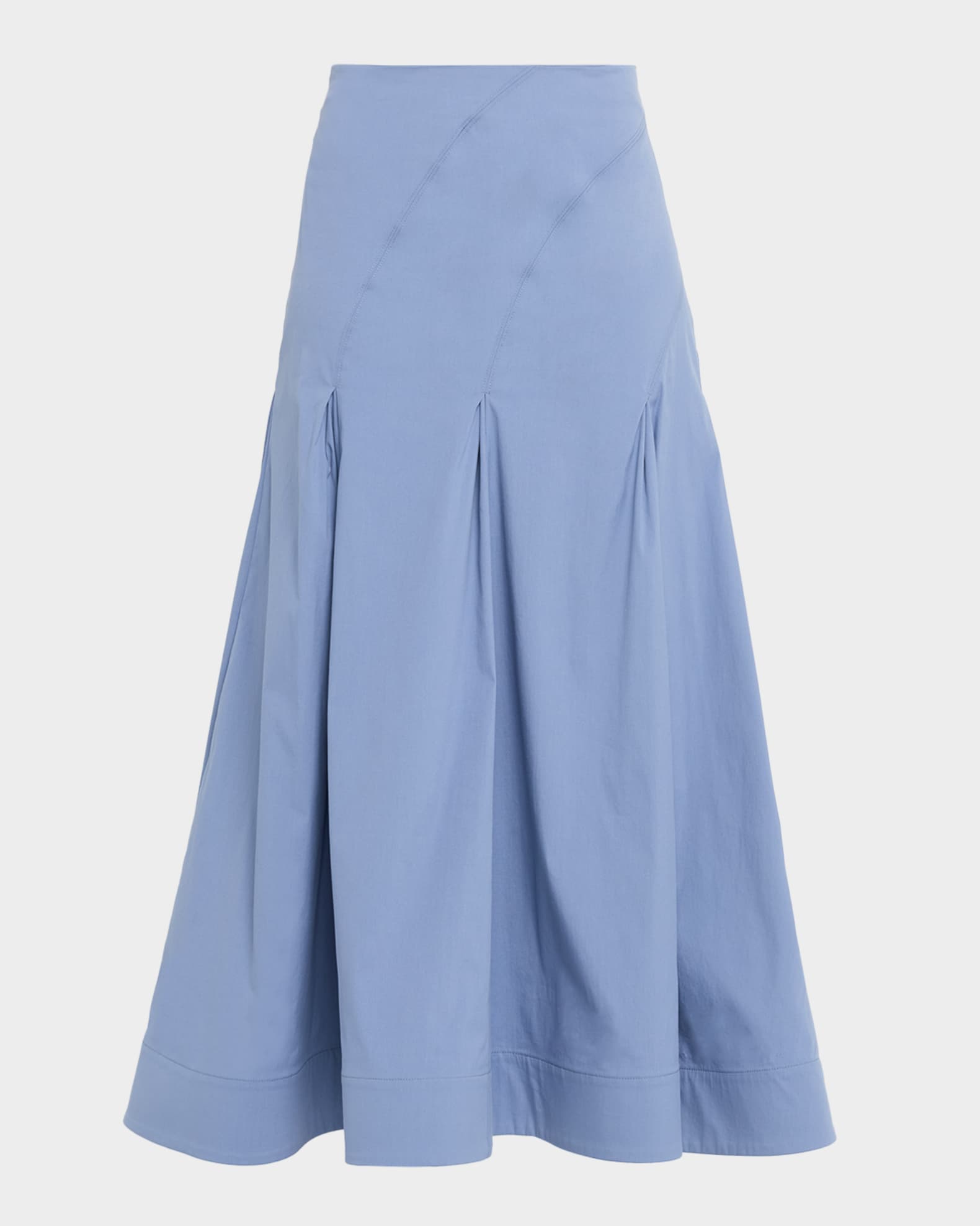 Lela Rose Godet Cotton Poplin Midi Skirt | Neiman Marcus