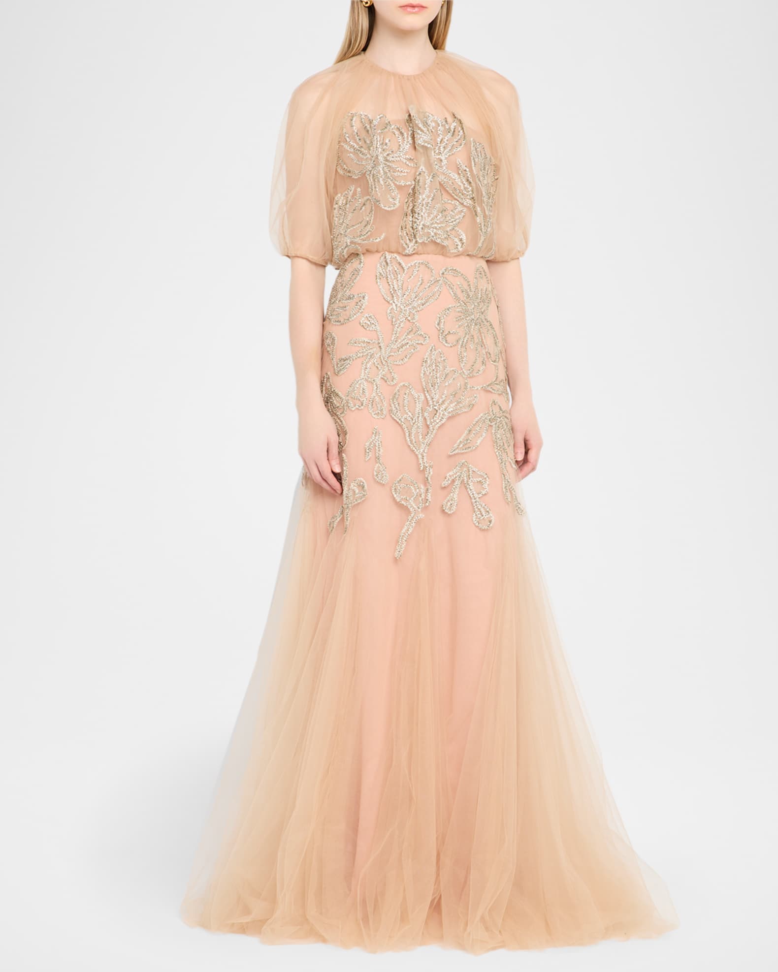 lela rose floral embroidered dress Floral Embroidered Tulle V Neck Sheath Dress