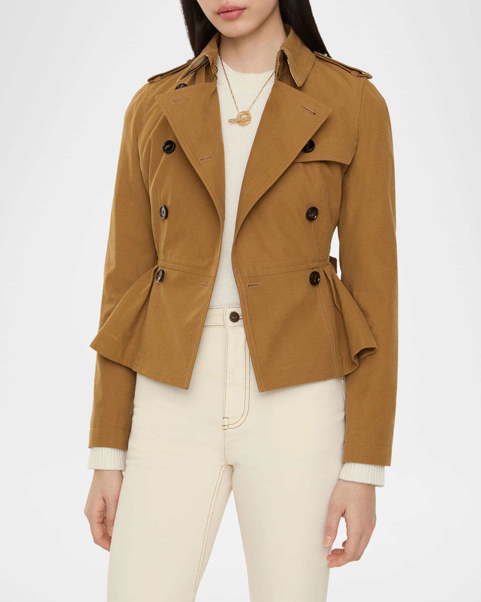 Burberry Isabella Peplum Trench Coat | Neiman Marcus