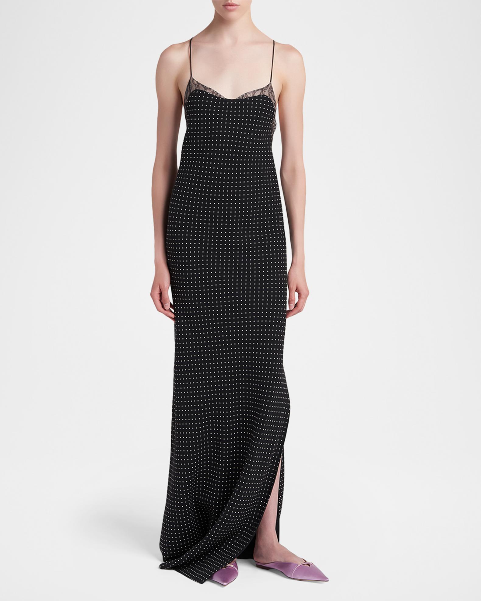 TOM FORD Polka Dot Silk Backless Maxi Slip Dress | Neiman Marcus