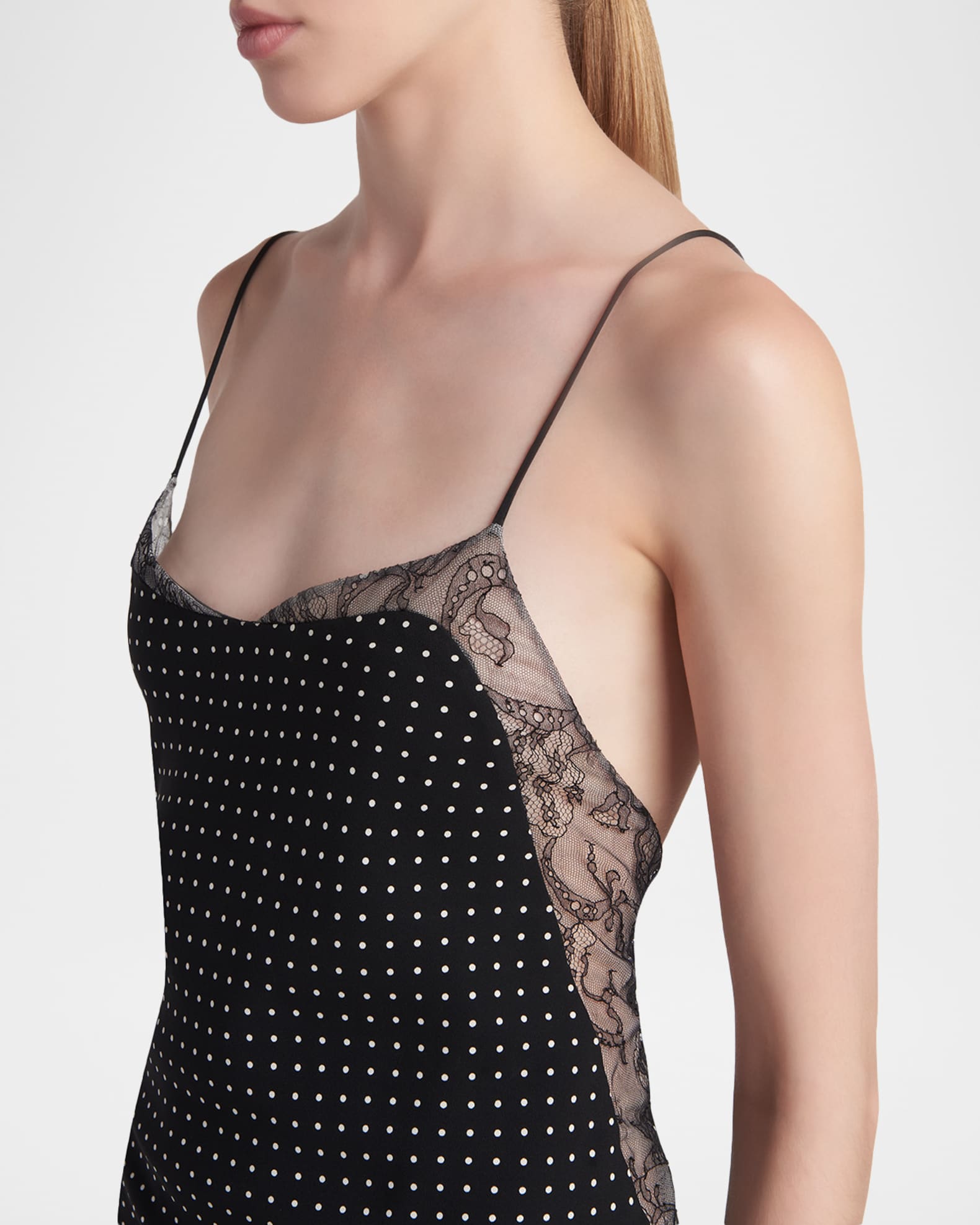 TOM FORD Polka Dot Silk Backless Maxi Slip Dress | Neiman Marcus
