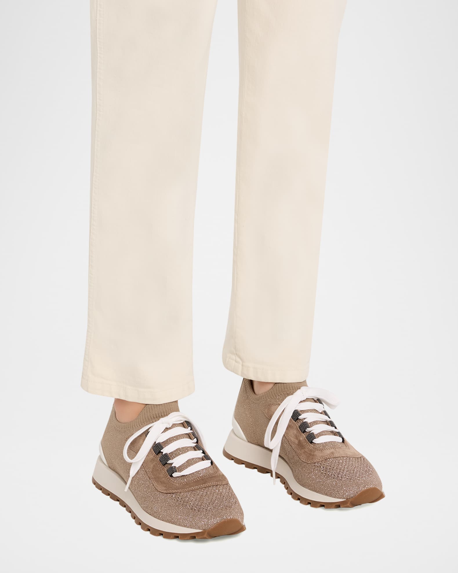 Brunello Cucinelli Sparkling Knit Runner Sneakers | Neiman Marcus