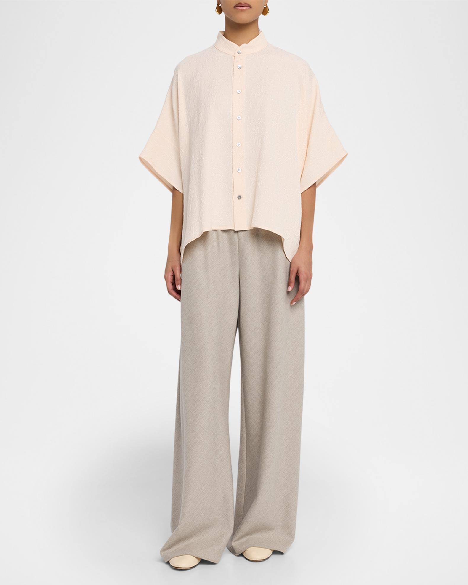 Eskandar ALine Textured Silk Shirt Neiman Marcus