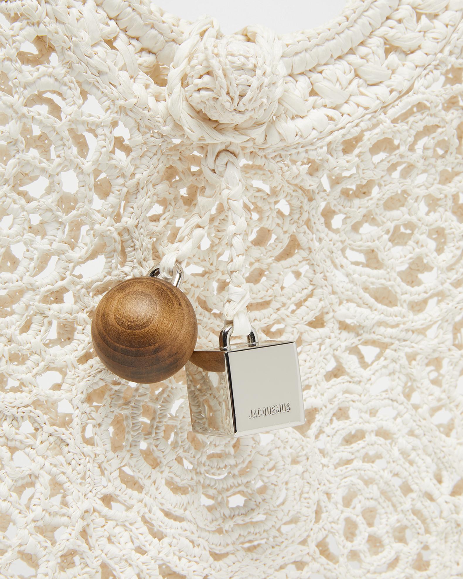 Jacquemus Le Petite Crochet Raffia Lace Top-Handle Bag | Neiman Marcus