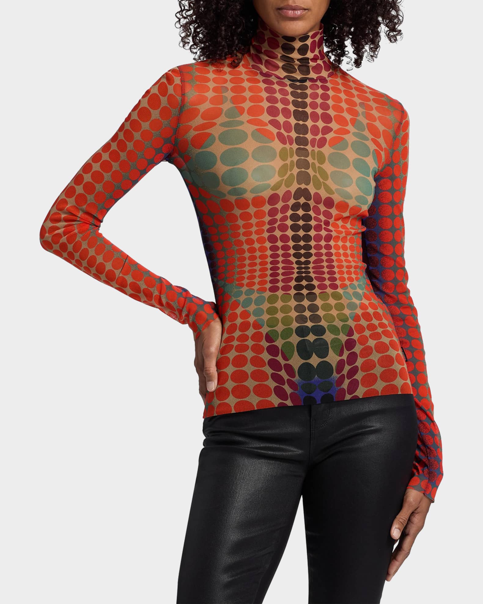 【希少】Jean Paul GAULTIER FEMME ドット柄 ブラウス Jean Paul Gaultier Re-Edition High-Neck Dots Top | Neiman Marcus