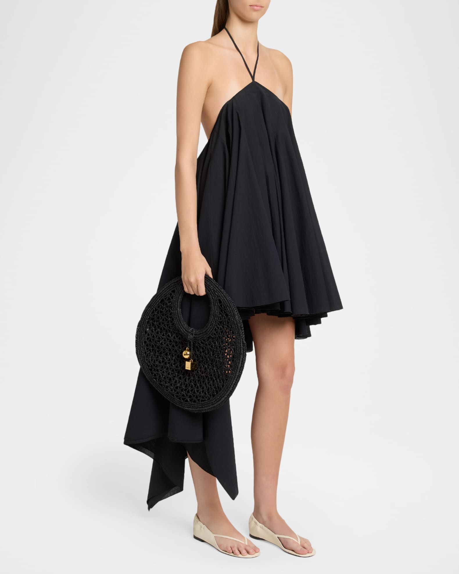 Jacquemus Le Petite Crochet Raffia Top-Handle Bag | Neiman Marcus