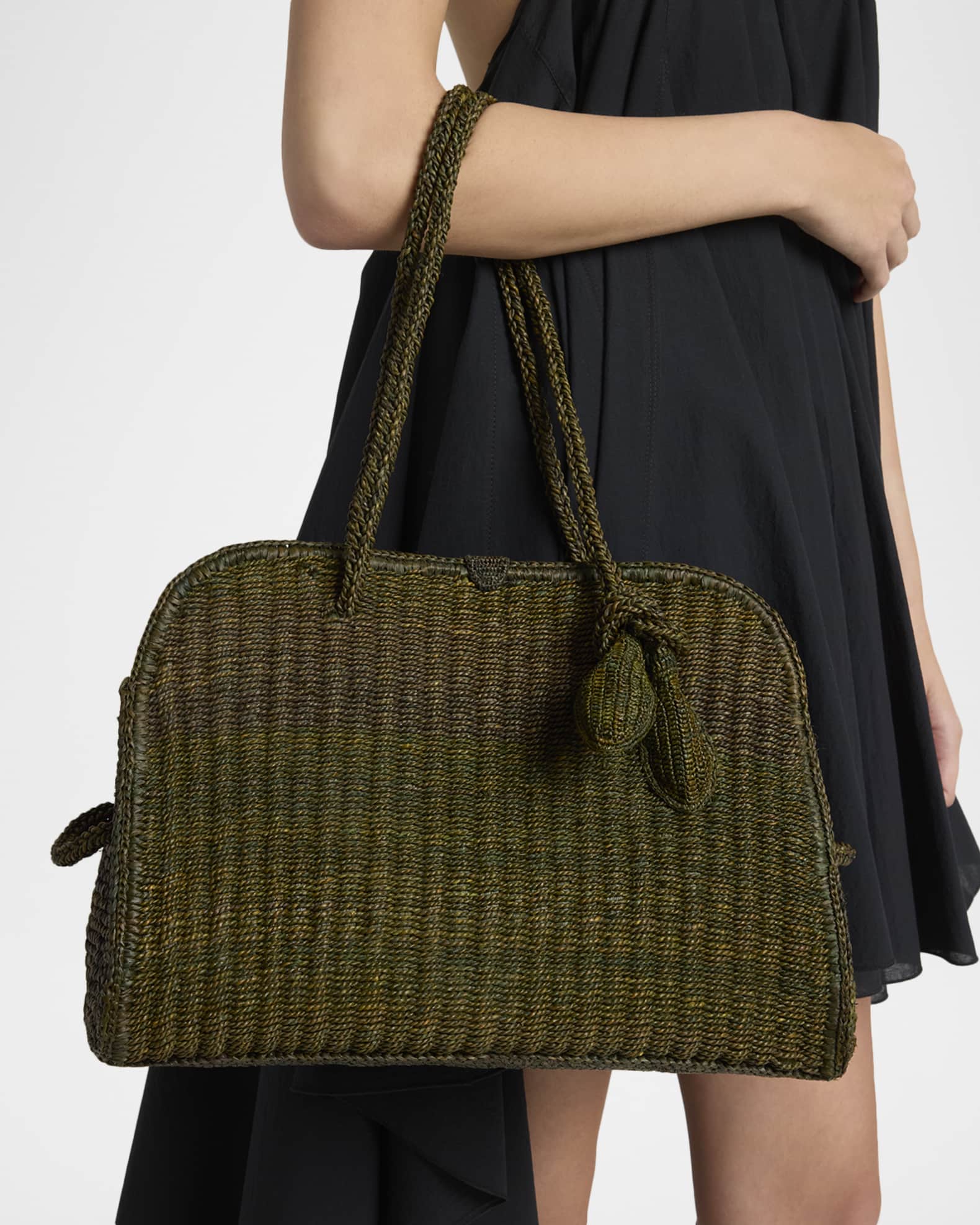 Jacquemus Le Turismo Raffia Top-Handle Bowler Bag | Neiman Marcus