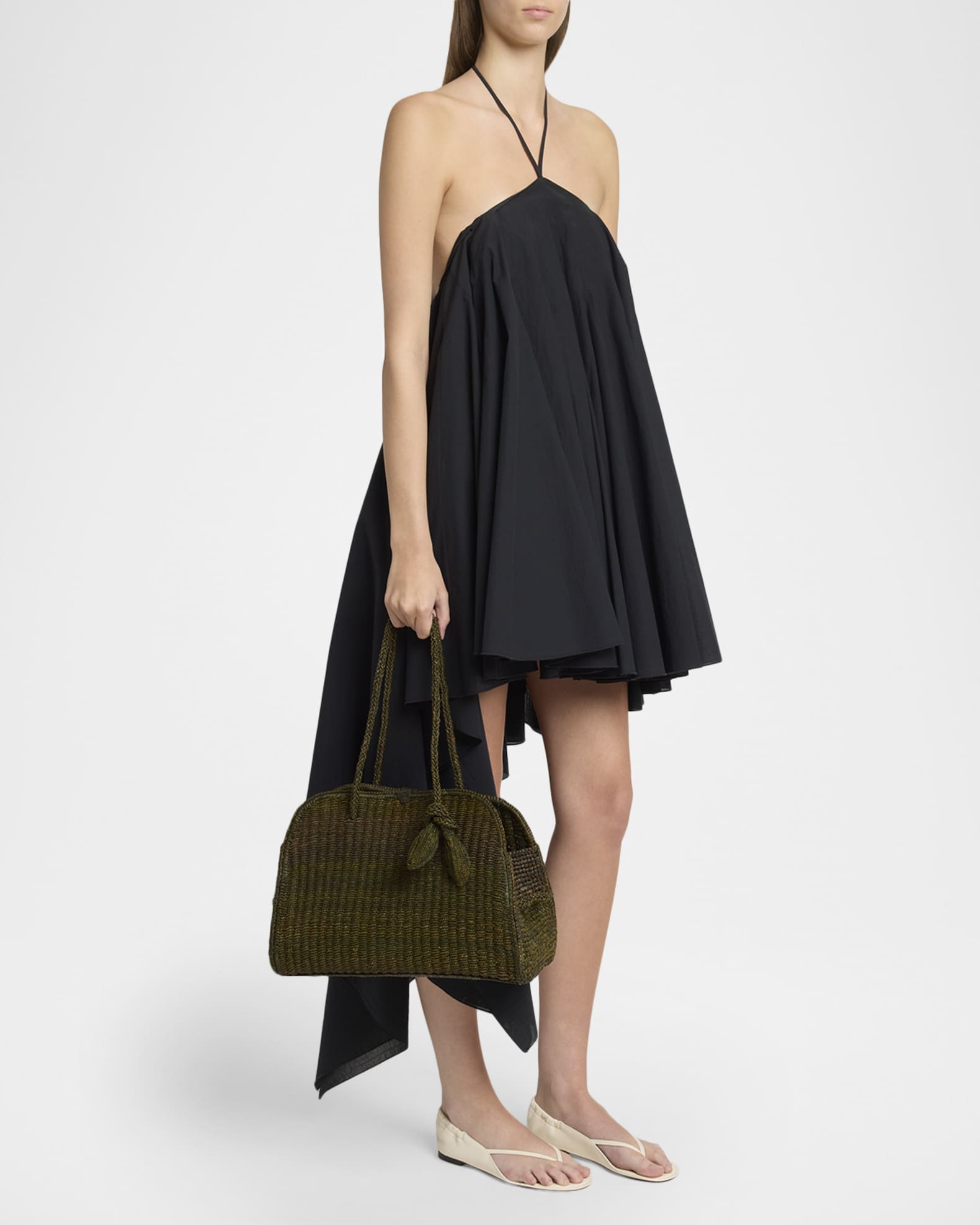Jacquemus Le Turismo Raffia Top-Handle Bowler Bag | Neiman Marcus