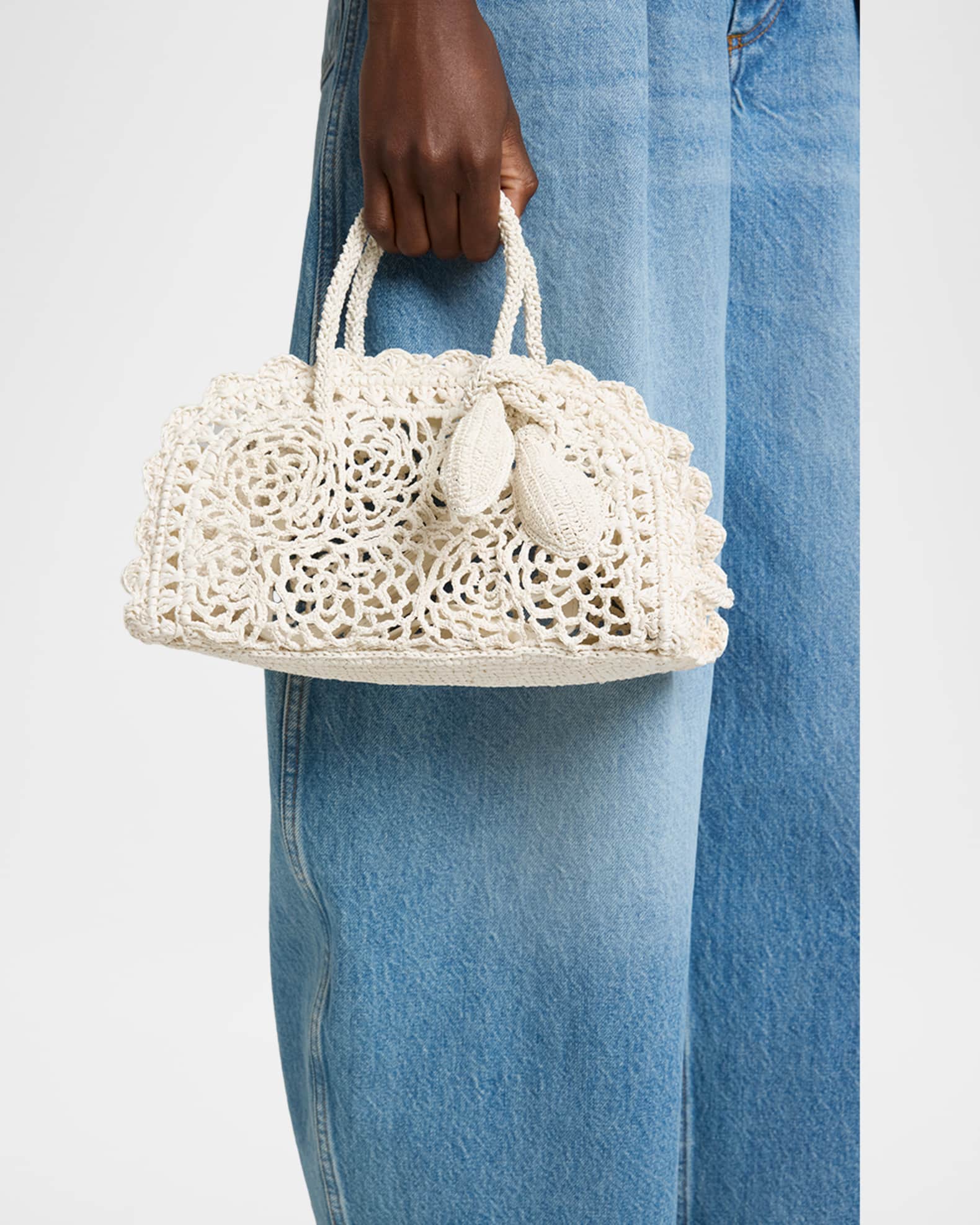 Jacquemus Le Petit Turismo Crochet Top-Handle Bag | Neiman Marcus