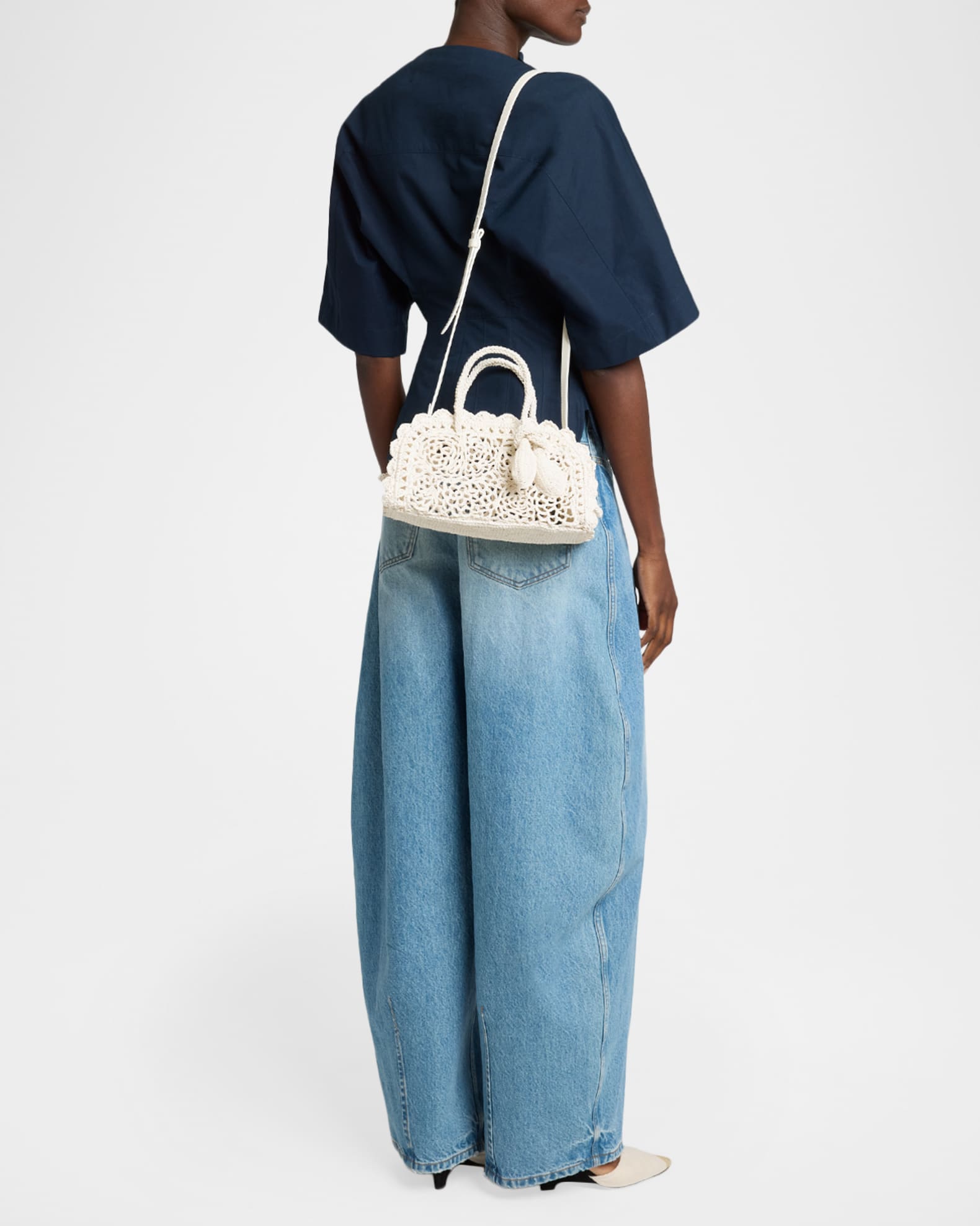 Jacquemus Le Petit Turismo Crochet Top-Handle Bag | Neiman Marcus