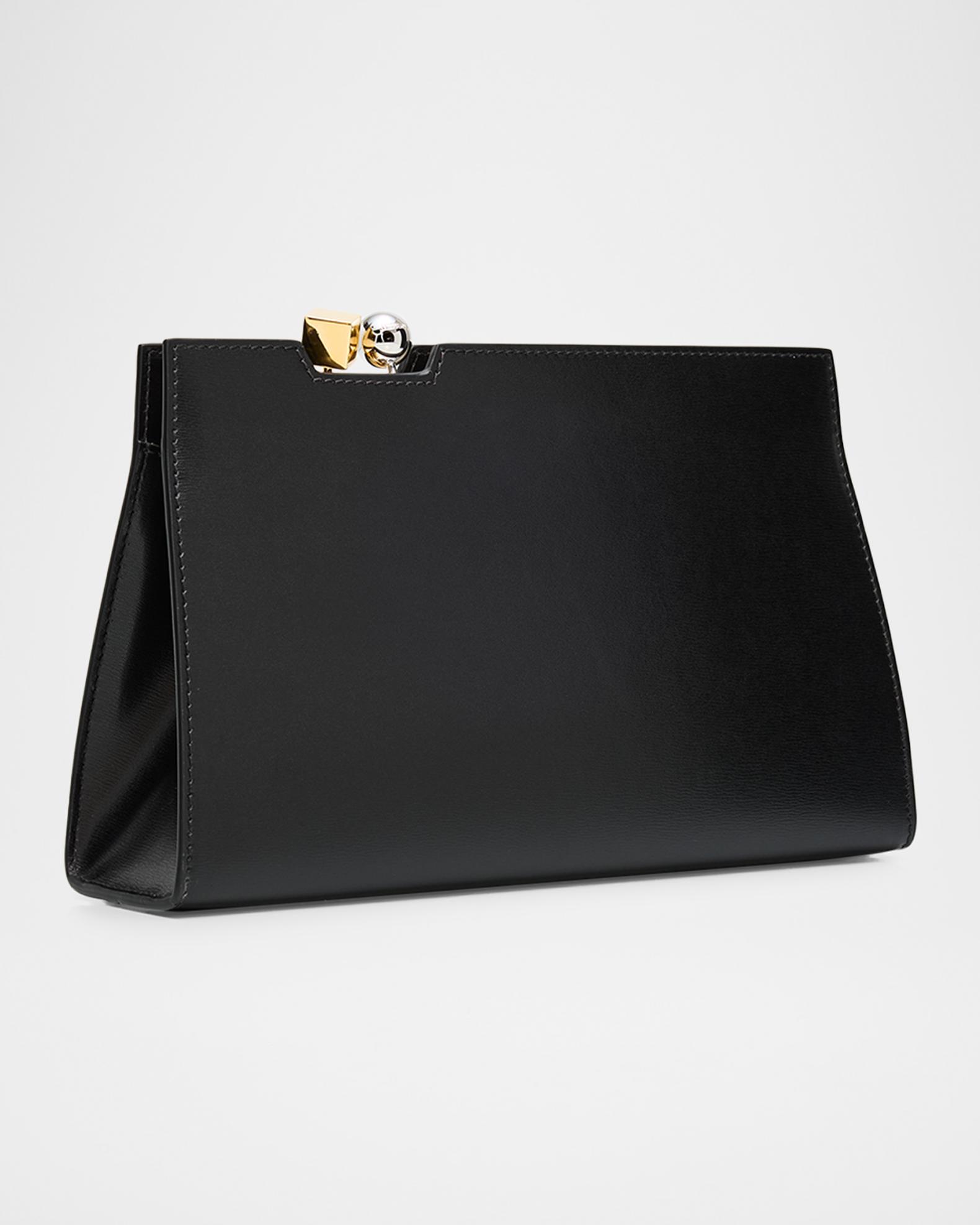 Jacquemus Le Salon Rond Carre Leather Clutch Bag | Neiman Marcus