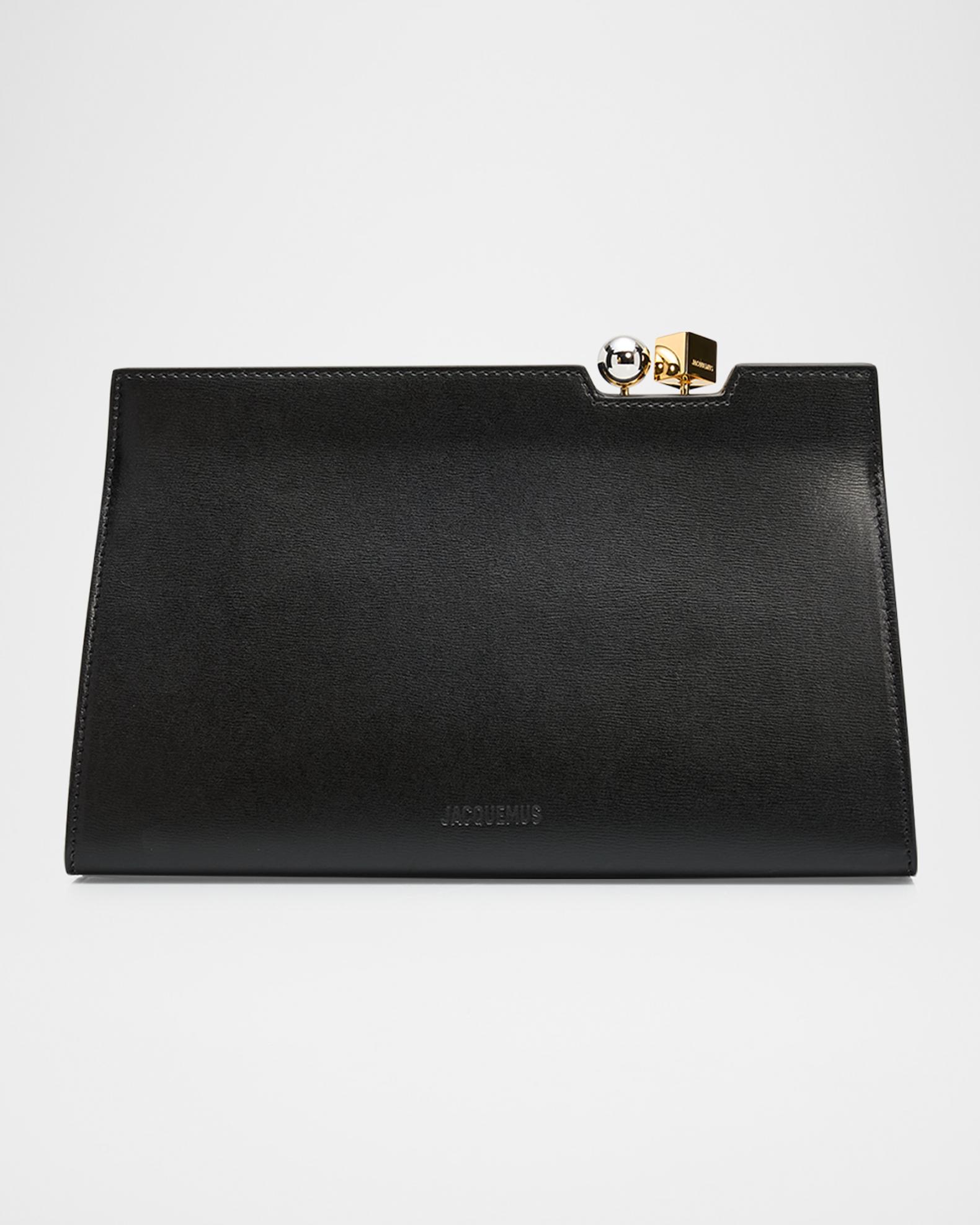 Jacquemus Le Salon Rond Carre Leather Clutch Bag | Neiman Marcus