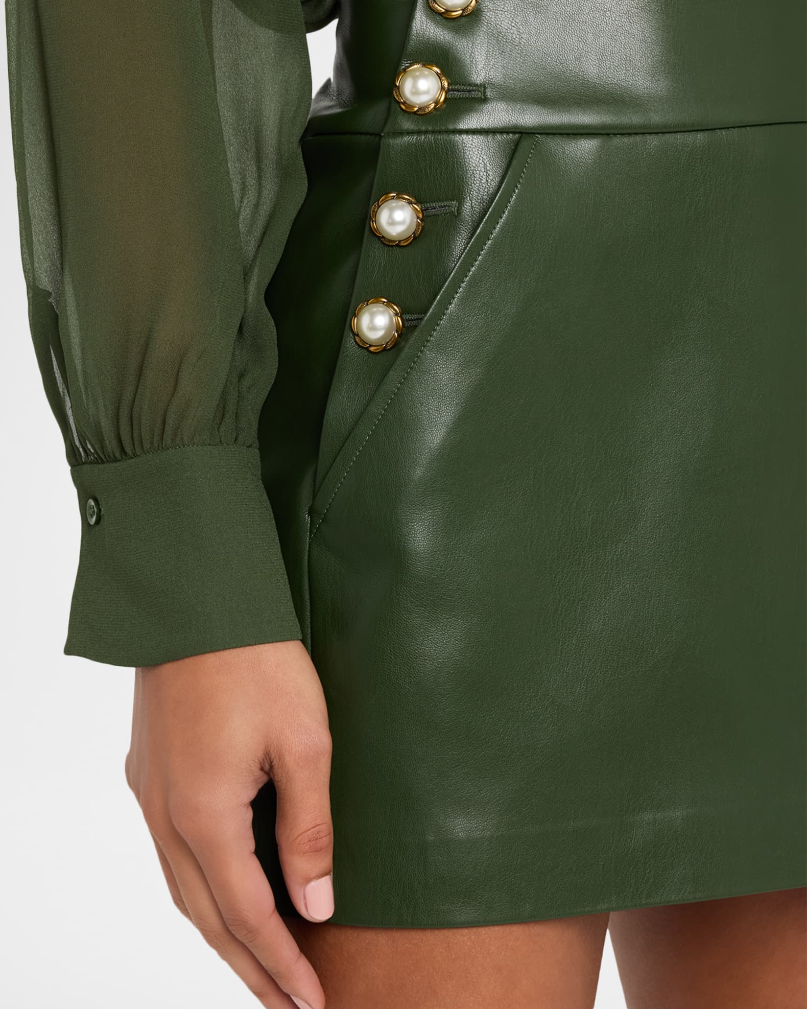 ALICE + OLIVIA Donald Vegan Leather Mini Skirt | Neiman Marcus