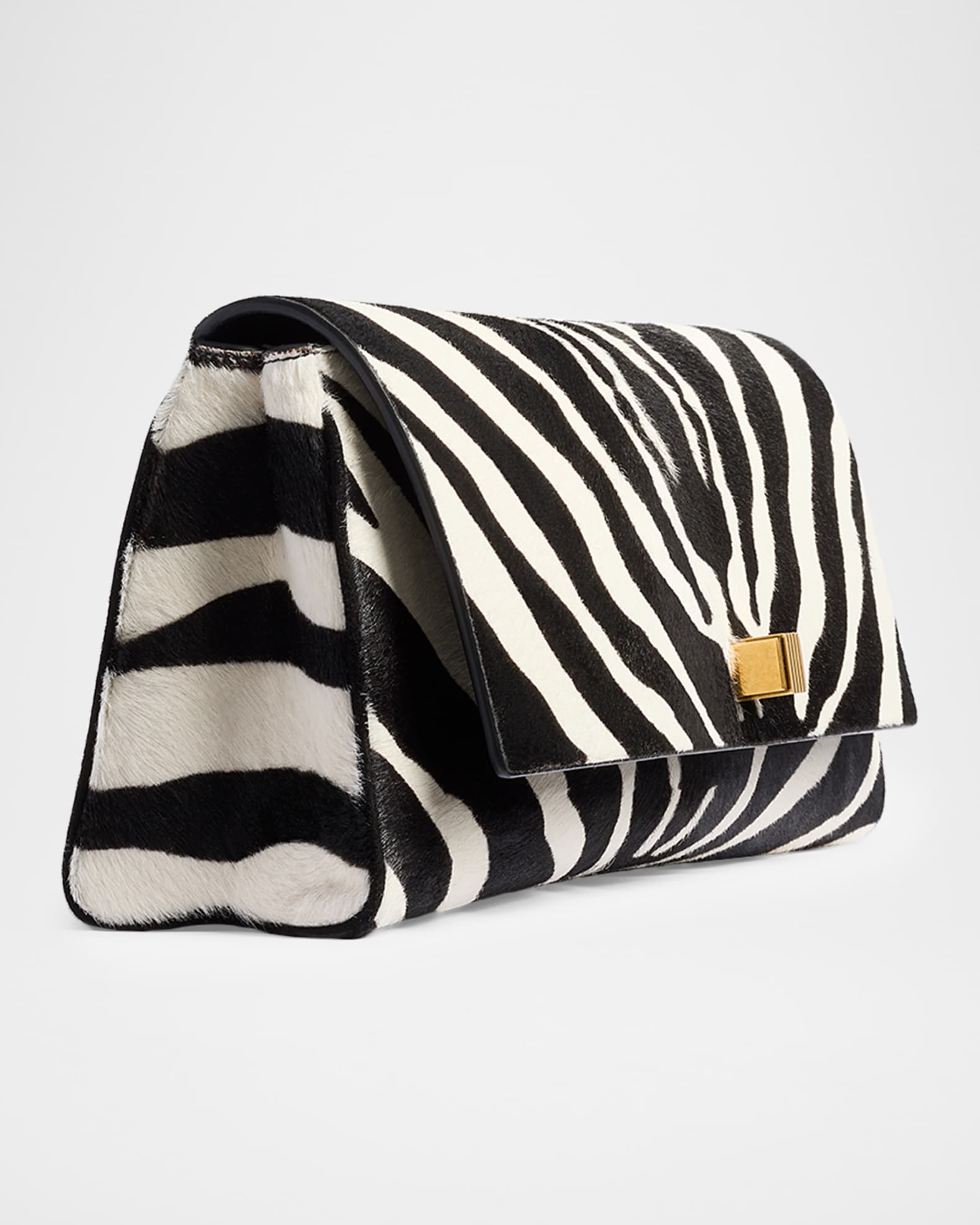 Khaite Audrey Zebra-Print Calf Hair Clutch Bag | Neiman Marcus