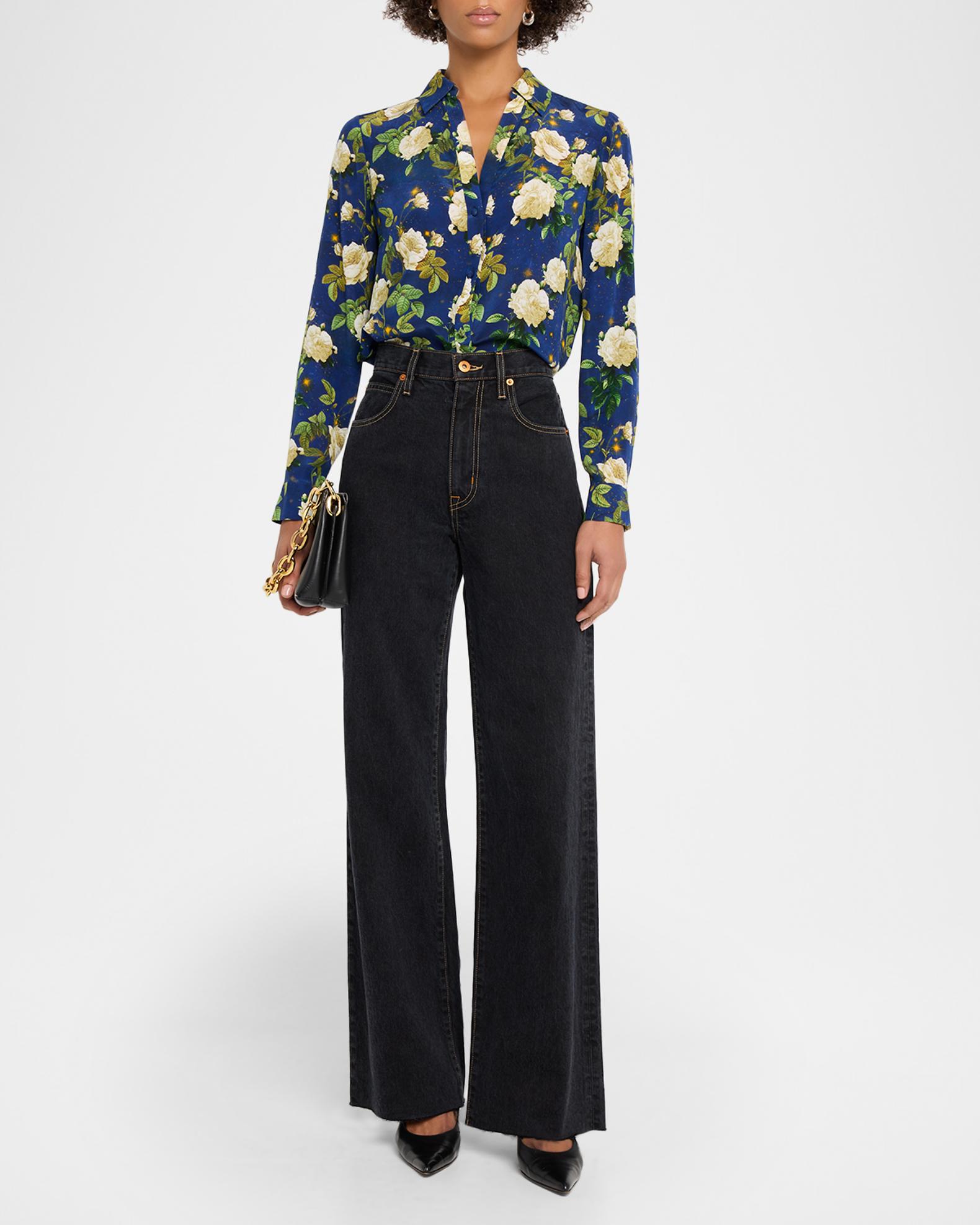 ALICE + OLIVIA Twilight Rose Eloise Button-Front Blouse | Neiman 