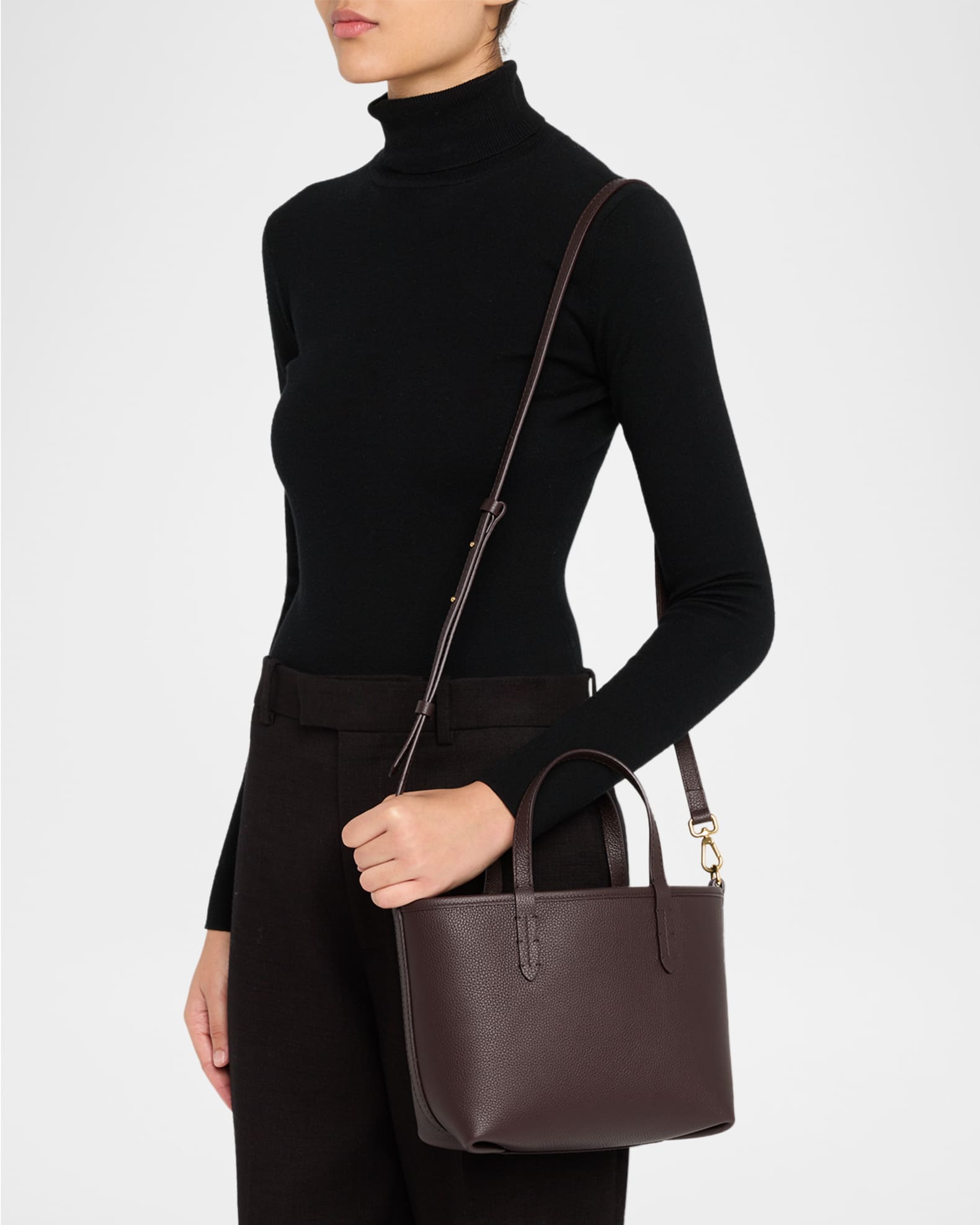 Burberry Mini Reversible Check & Leather Tote Bag | Neiman Marcus
