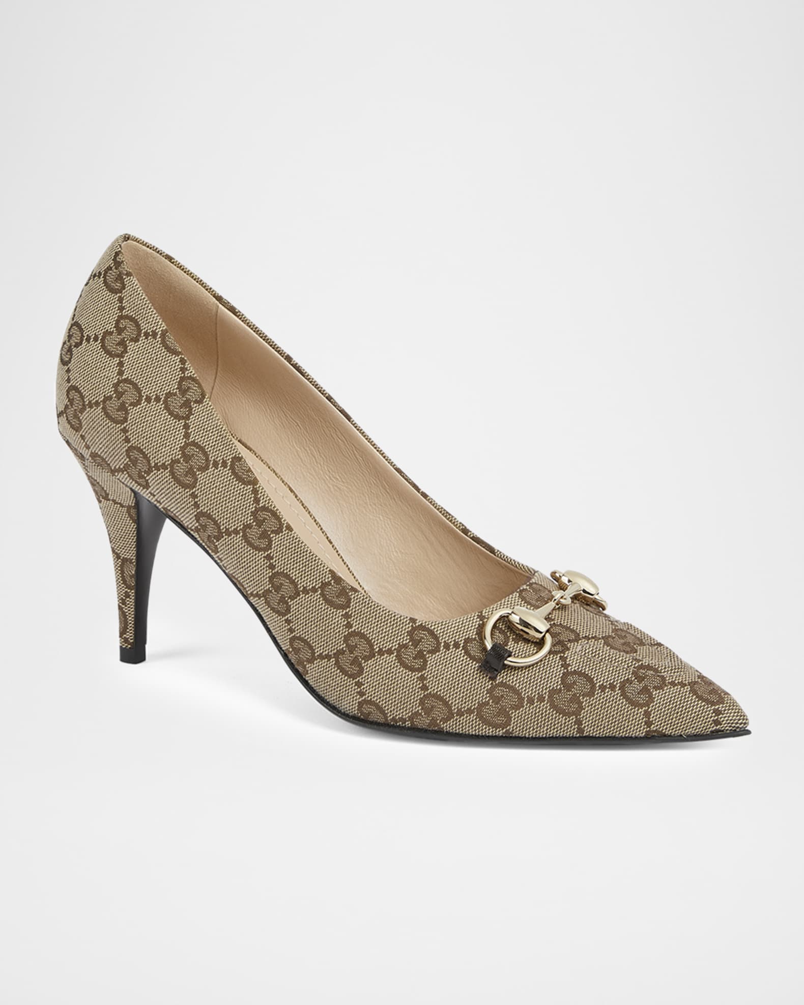 Gucci 85mm Erin GG Monogram Canvas Pumps | Neiman Marcus