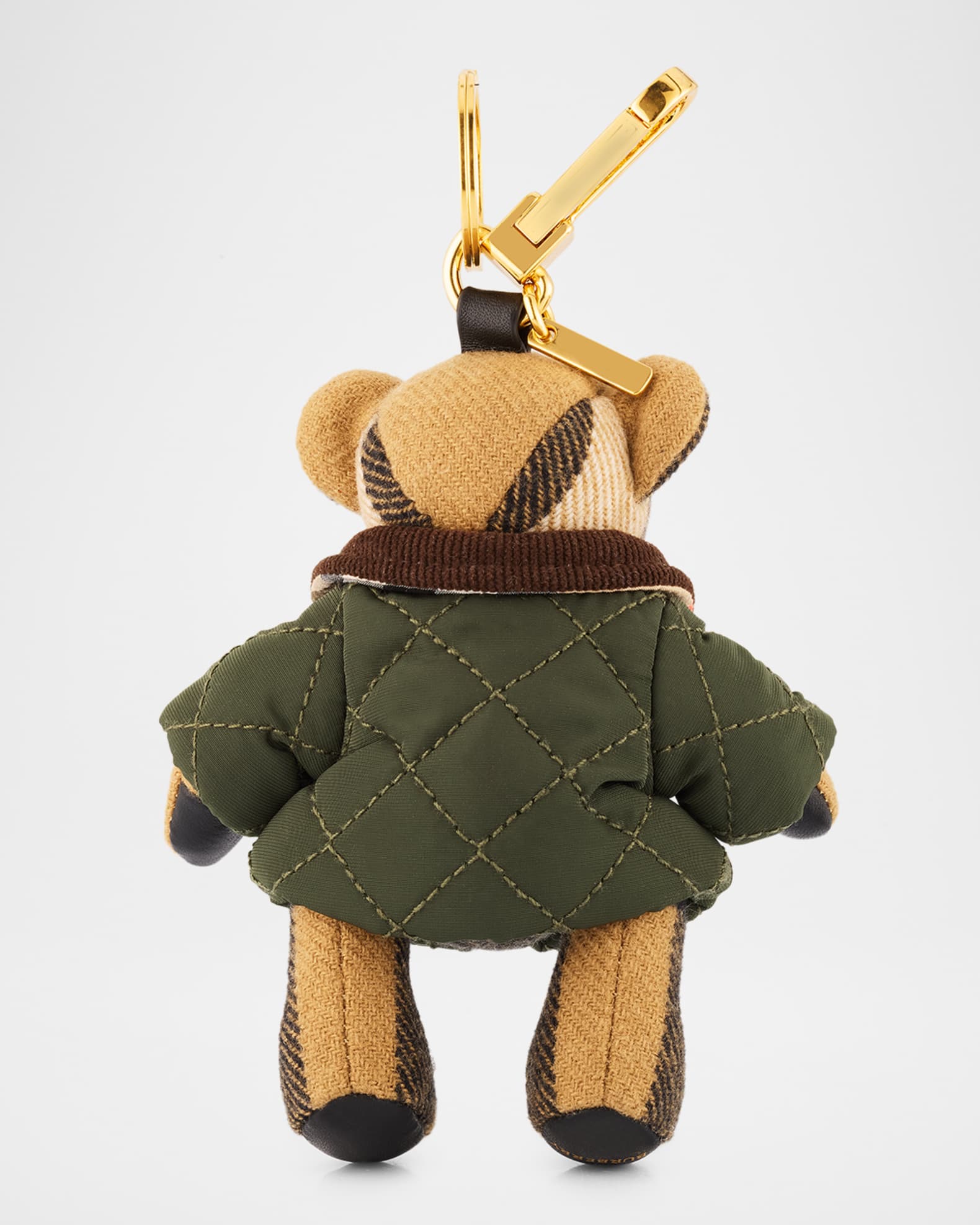 Burberry Thomas Check Cashmere Teddy Bear in Quilted Jacket Bag