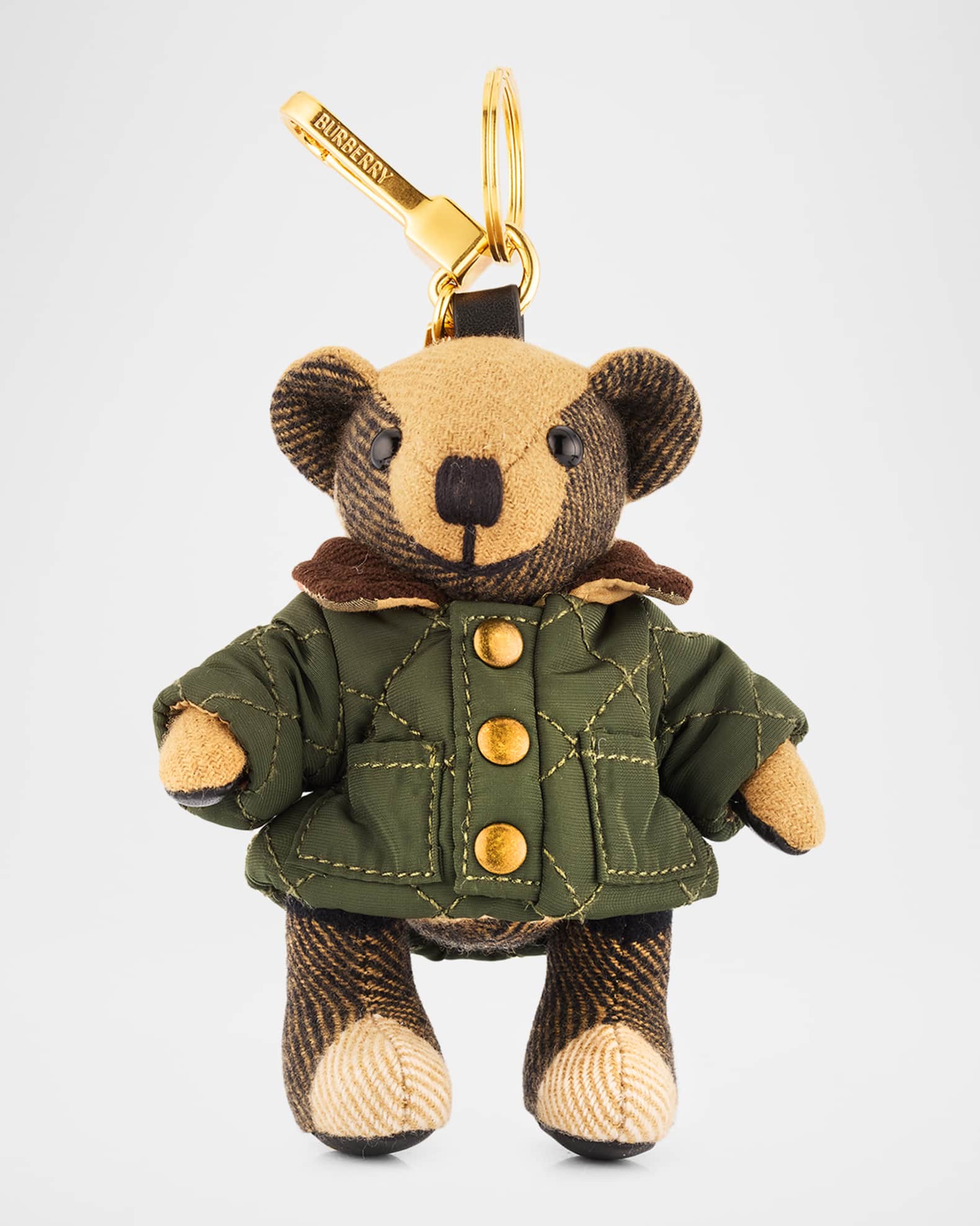 Burberry Thomas Check Cashmere Teddy Bear in Quilted Jacket Bag