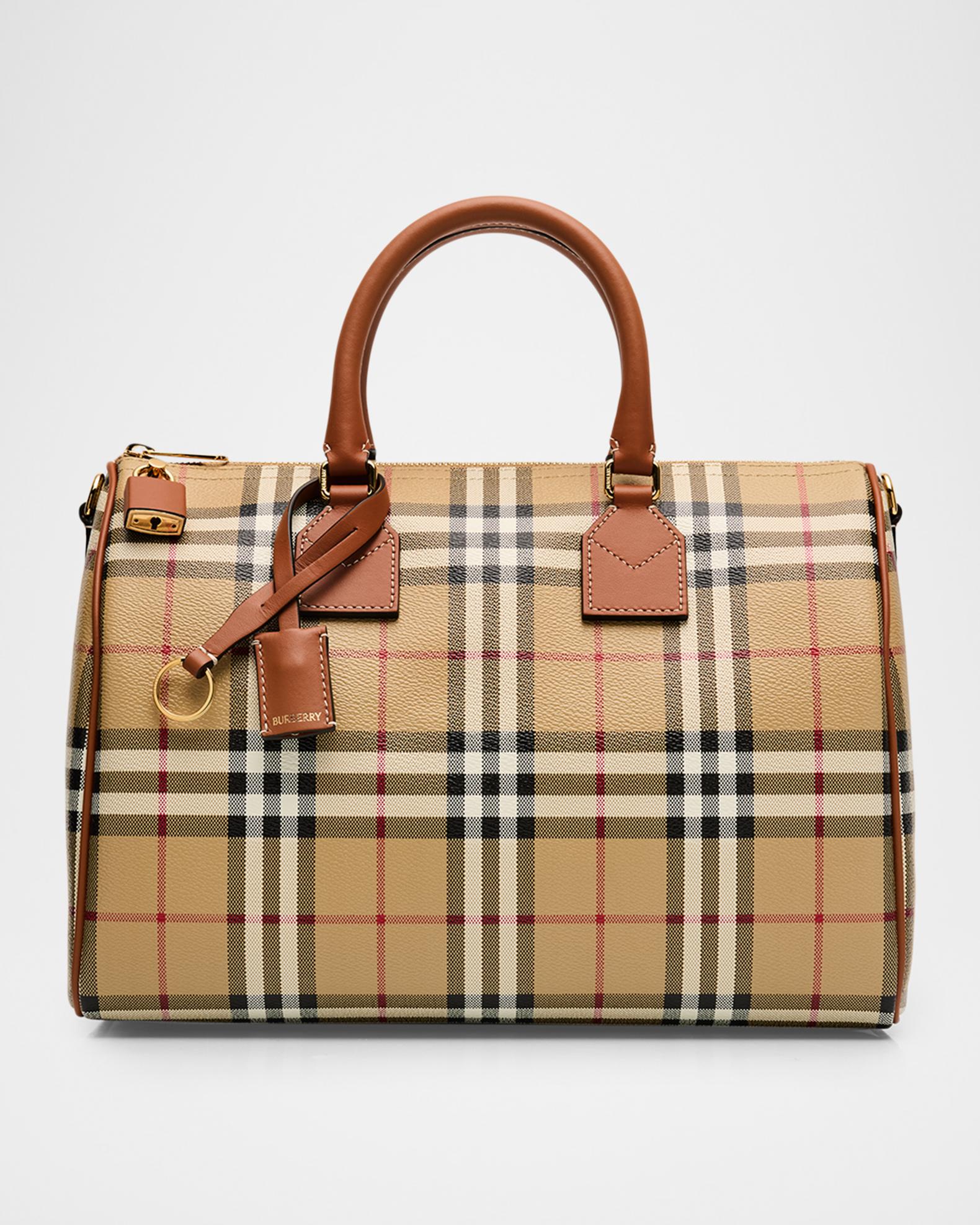 Burberry Medium Coated Check Bowling Shoulder Bag | Neiman Marcus