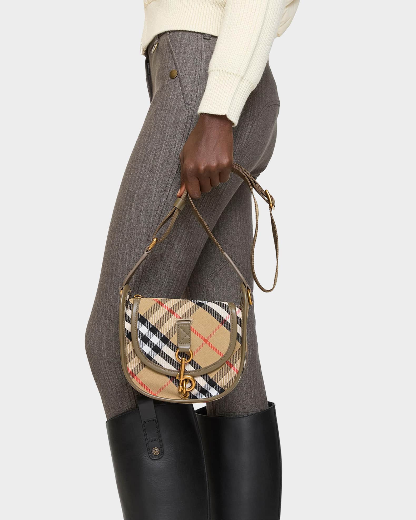 Burberry Mini B Clip Check Messenger Bag | Neiman Marcus
