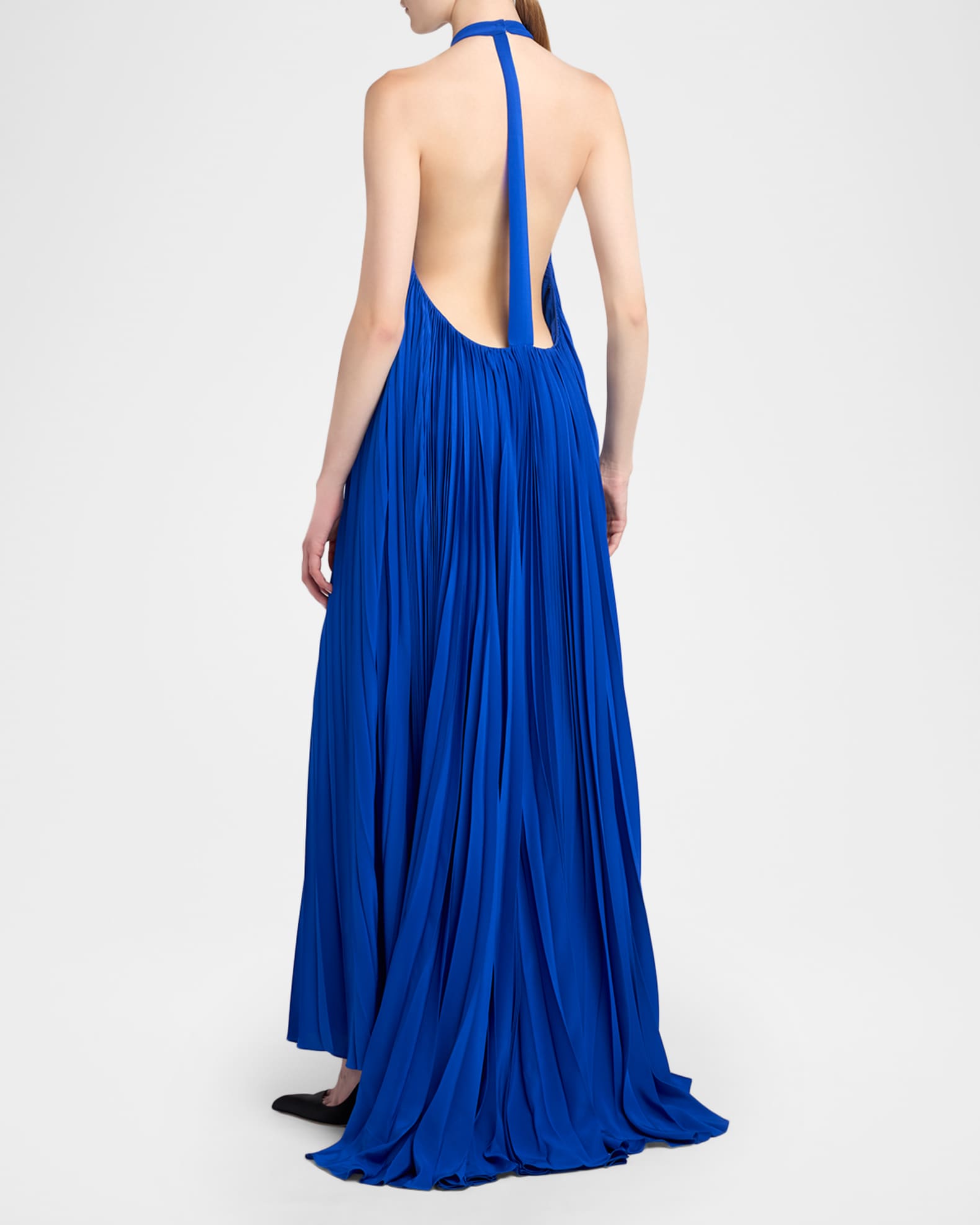 TOM FORD Pleated Silk Crepe De Chine Backless Halter Gown