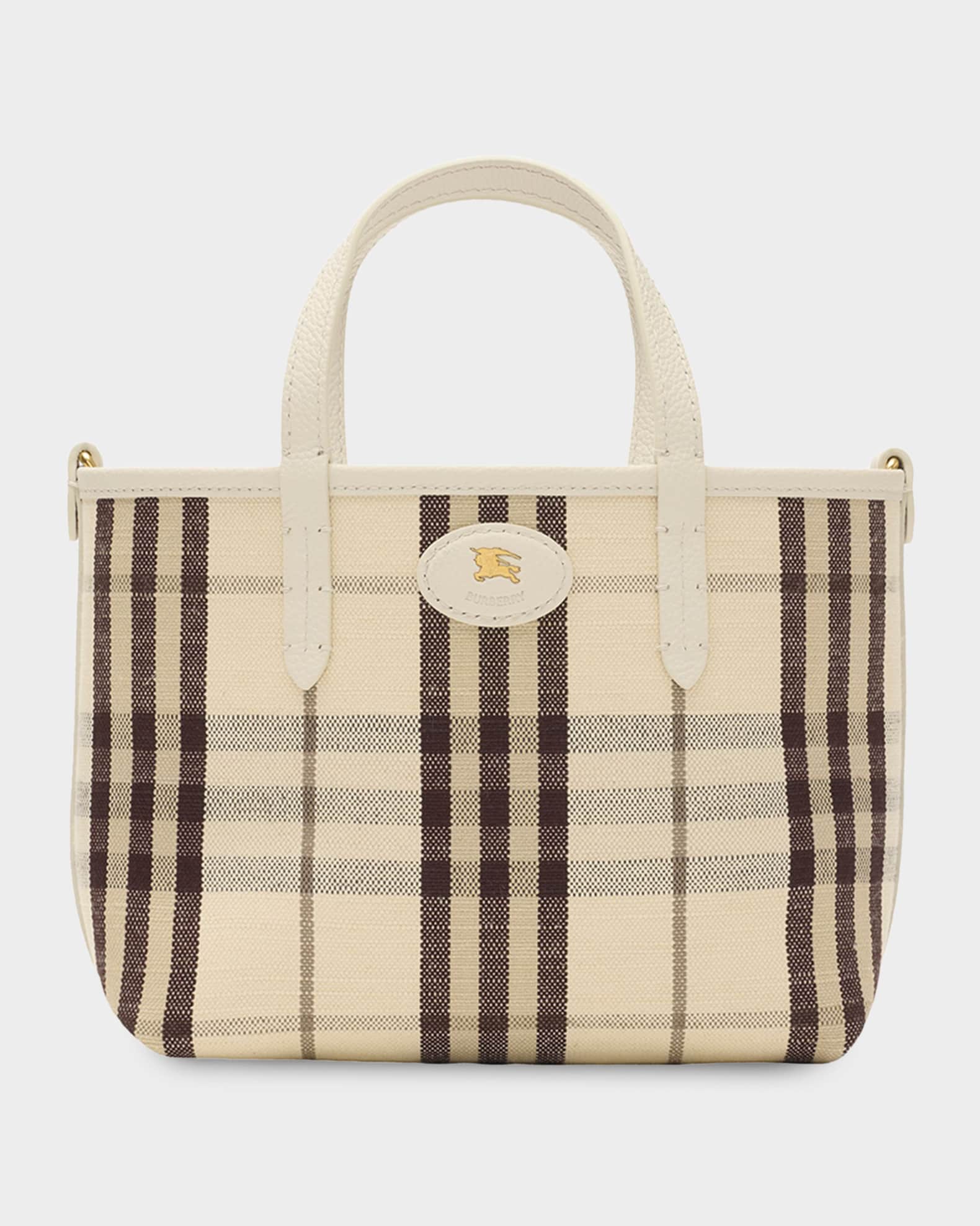 Burberry Mini Reversible Check & Leather Tote Bag | Neiman Marcus