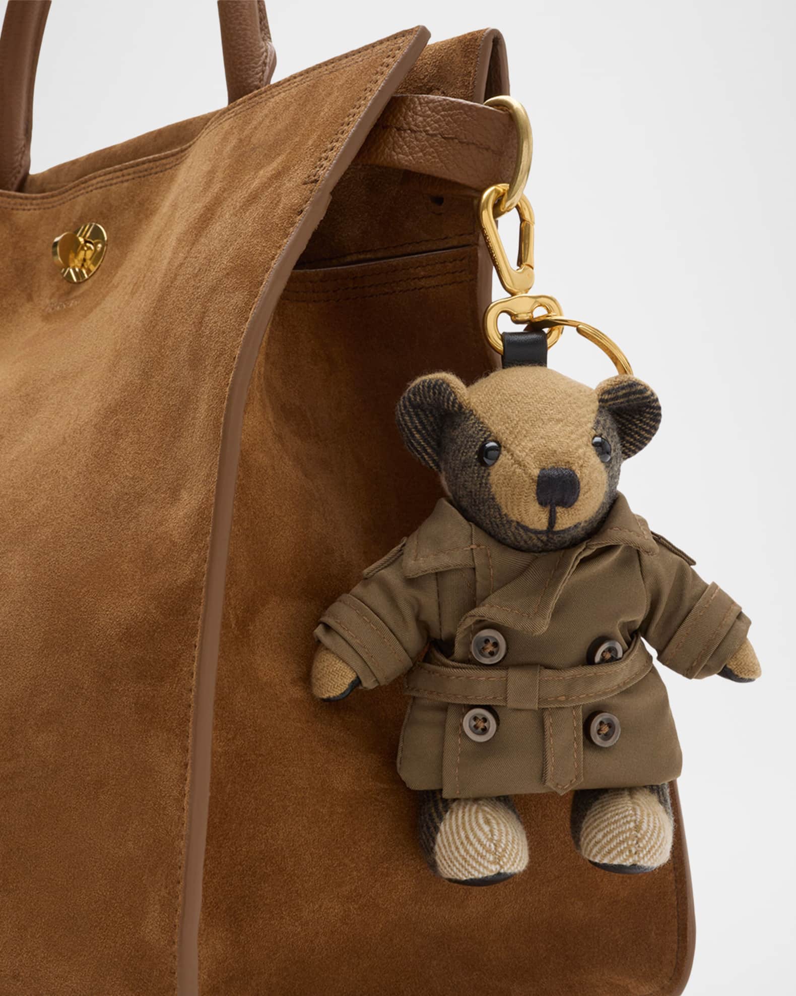 Burberry Thomas Check Cashmere Teddy Bear in Trench Coat Bag Charm