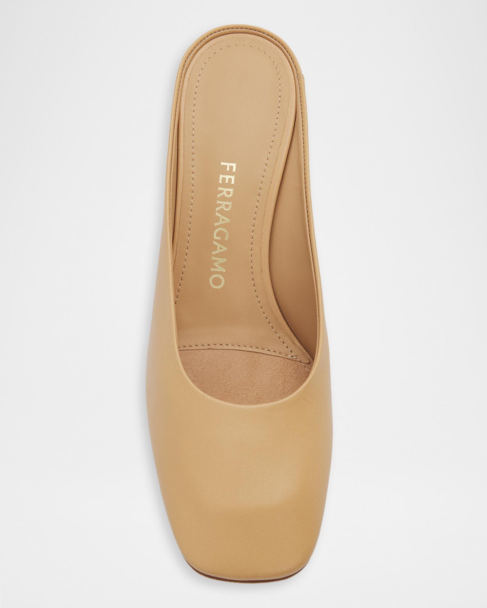 FERRAGAMO 55mm Safi Leather S-Shaped Heel Mules | Neiman Marcus