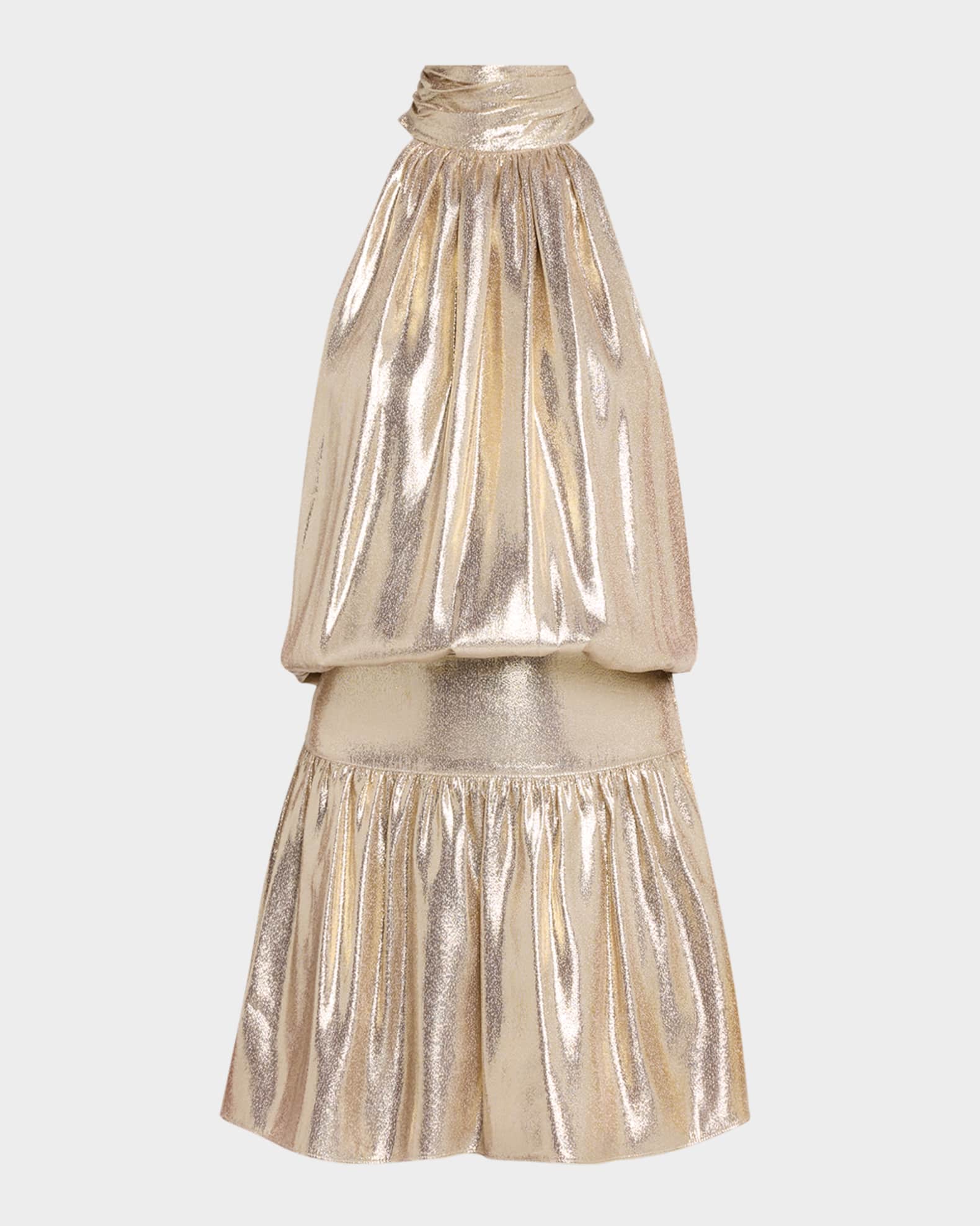 slim fit dress slacks Nylah Beaded Halter Mini Dress - Gold
