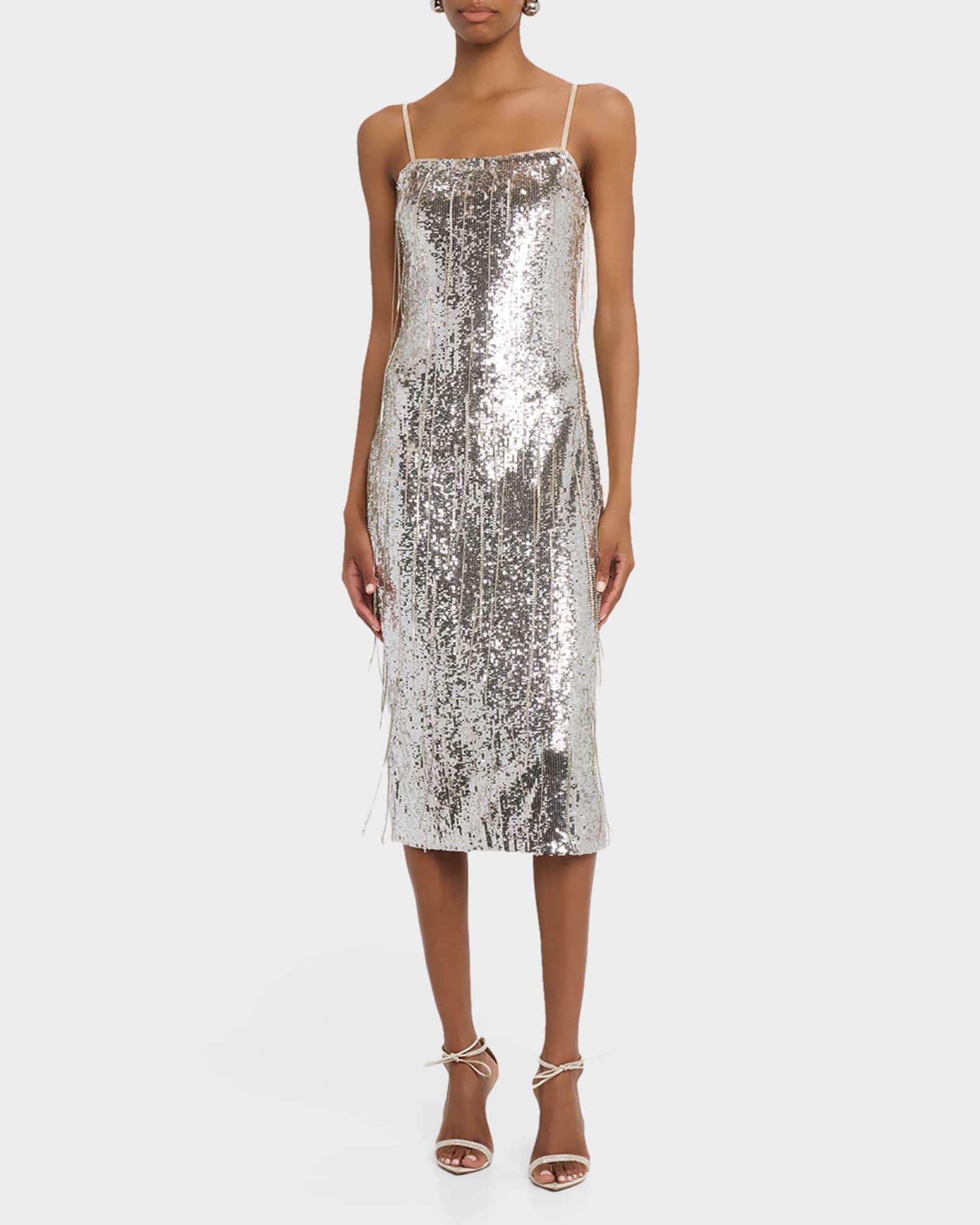 ramy brook silver sequin dress Eva Sequin Halter Mini Dress in platinum sequin